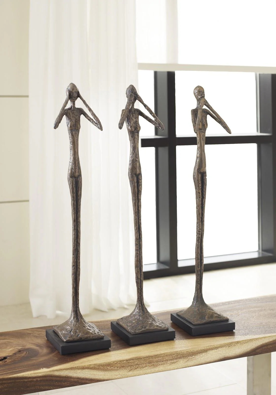Speak No Evil Slender Sculpture, Small, Resin, Bronze Finish - Image 3