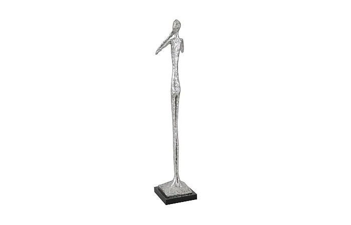Speak No Evil Slender Sculpture, Small, Resin, Silver Leaf - Image 2
