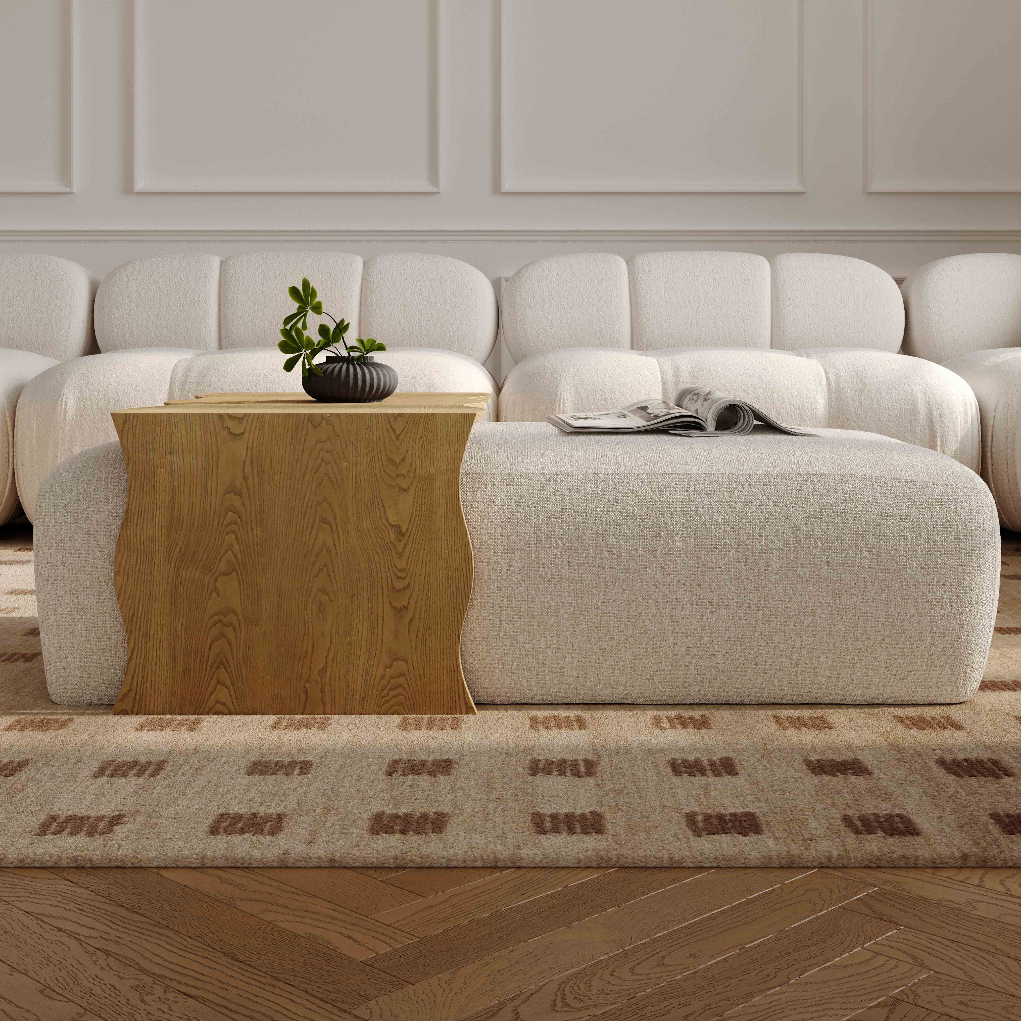 Spencer 54" Performance Basketweave Ottoman with Bridge Table - Image 2