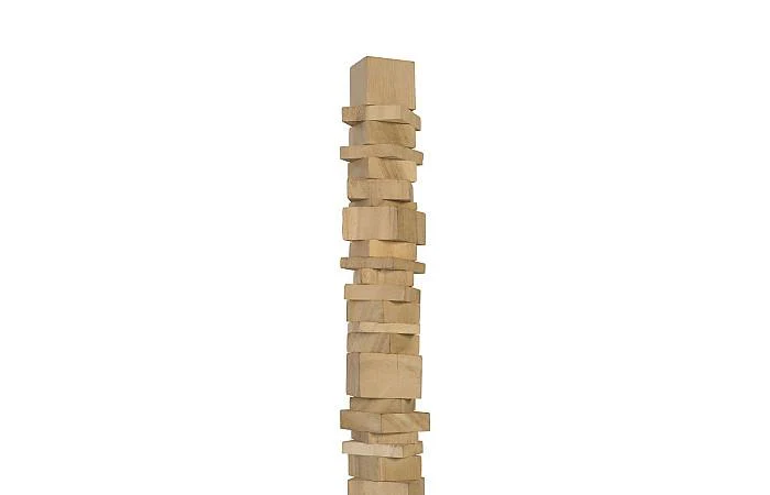 Stacked Wood Floor Sculptures, Bleached, Set of 3 - Image 3