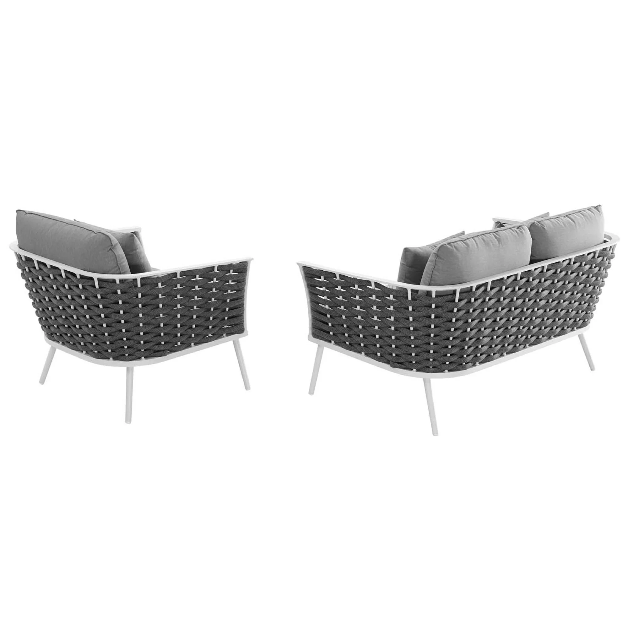 Stance 2 Piece Outdoor Aluminum Sectional Sofa Set in White Gray - Image 4