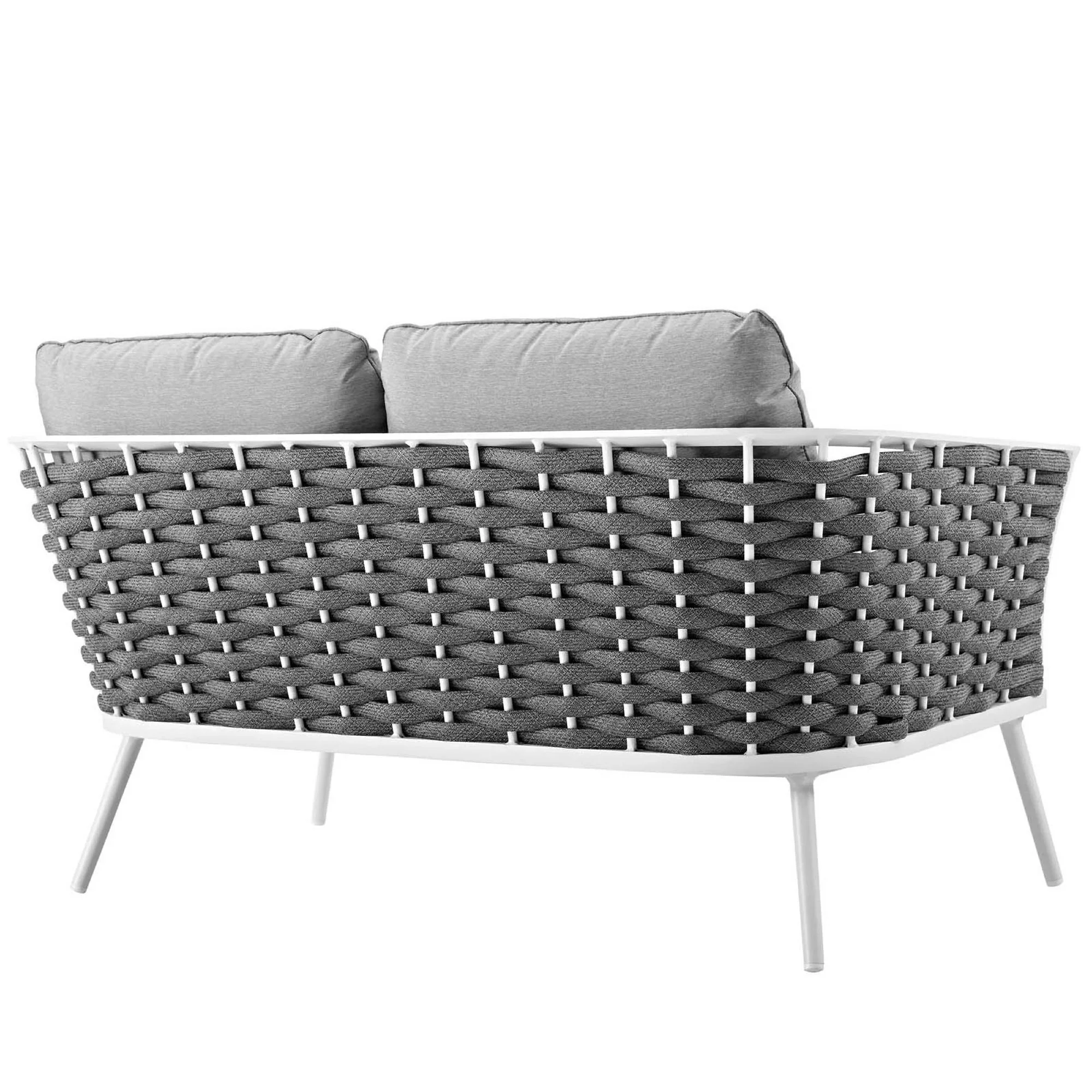 Stance 3 Piece Outdoor Aluminum Sectional Sofa Set in White Gray - Image 6