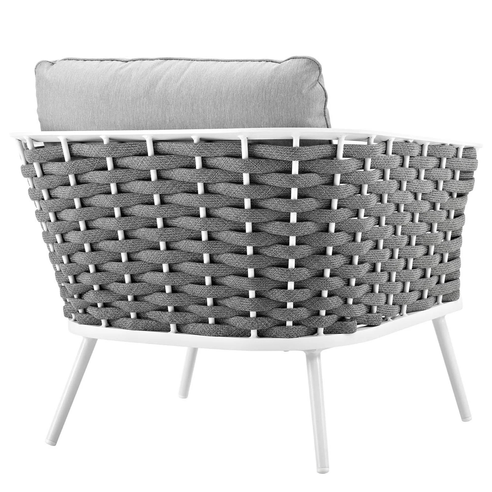 Stance 3 Piece Outdoor Aluminum Sectional Sofa Set in White Gray - Image 8