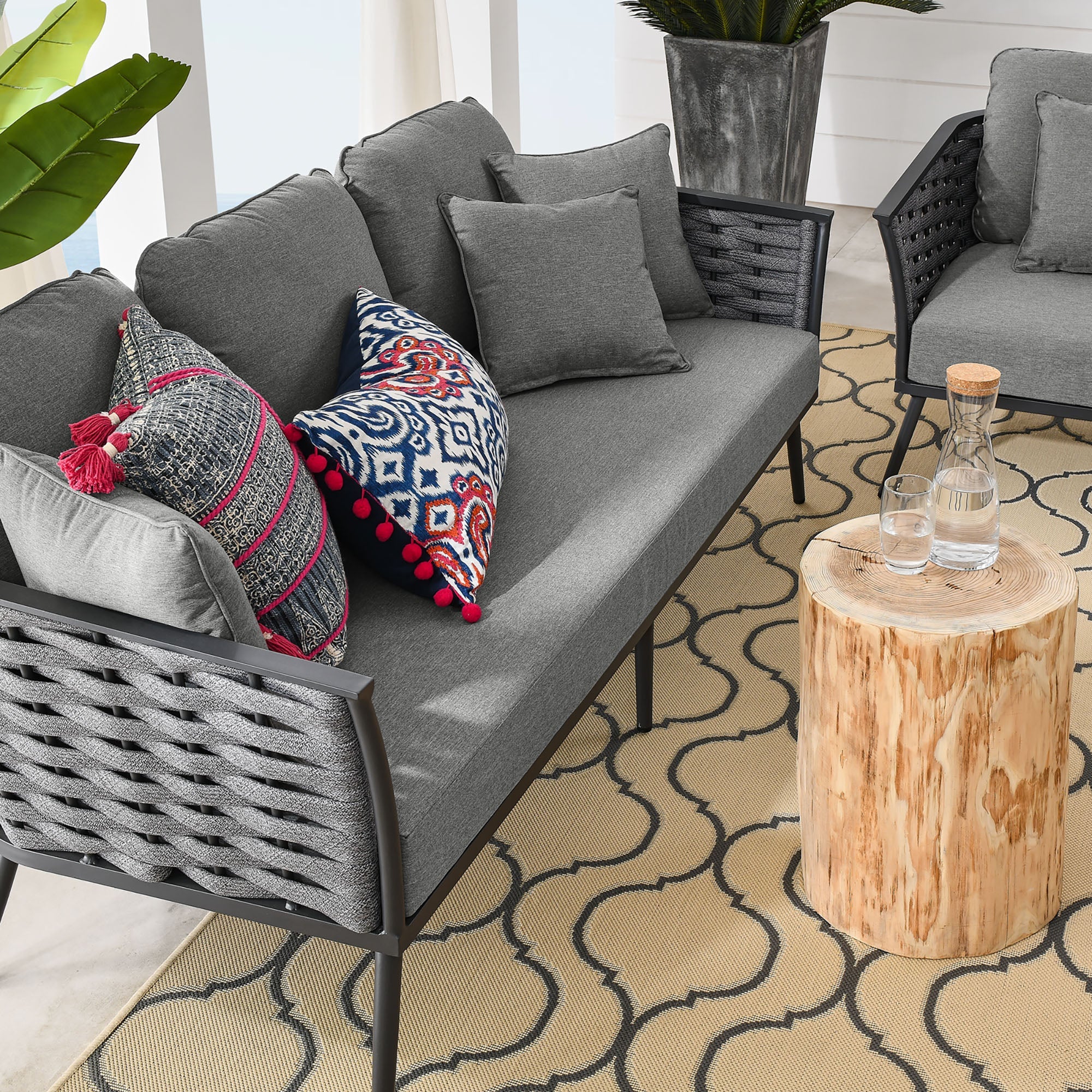 Stance 3 Piece Outdoor Patio Aluminum Sectional Sofa Set - Image 11