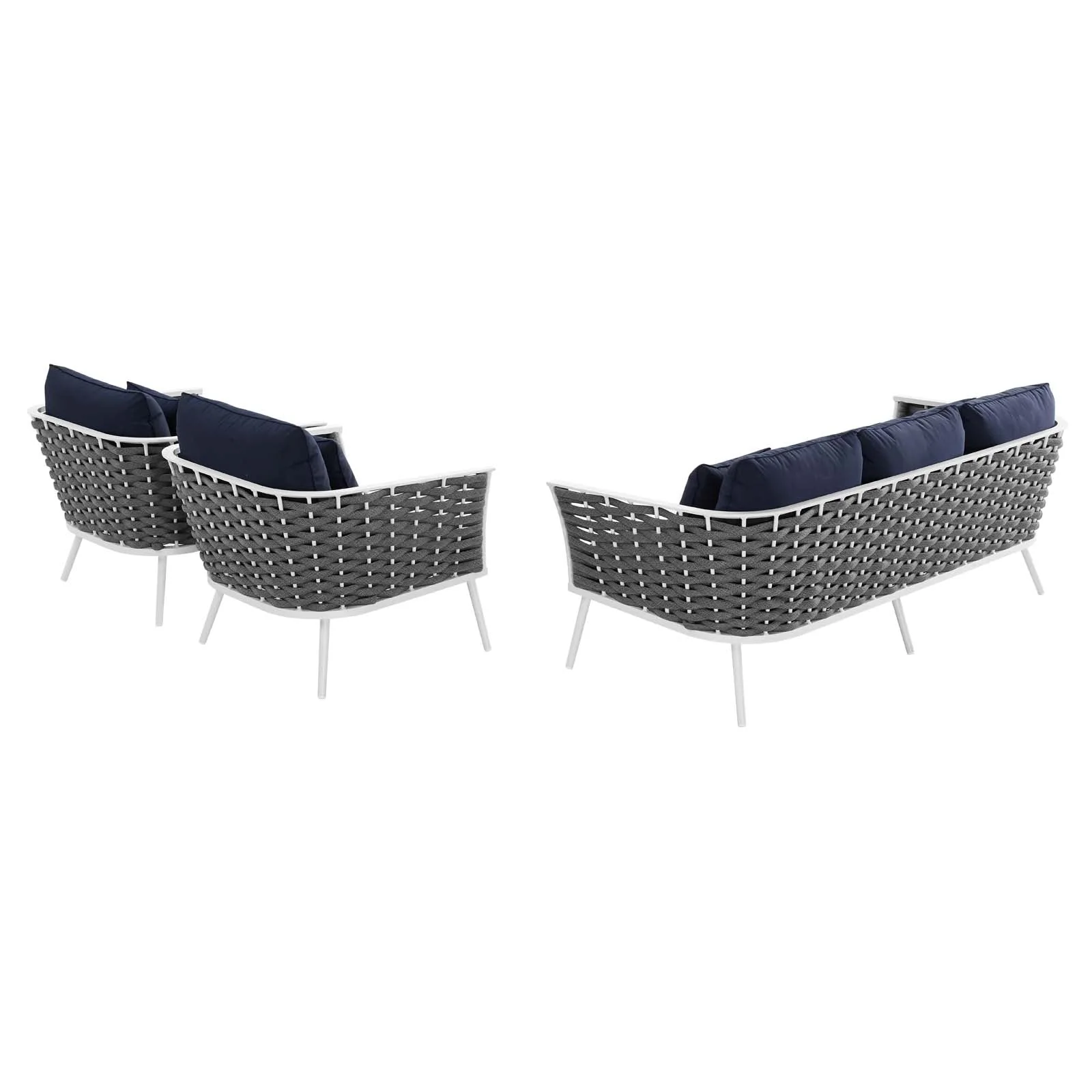 Stance 3 Piece Outdoor Patio Aluminum Sectional Sofa Set - Image 3