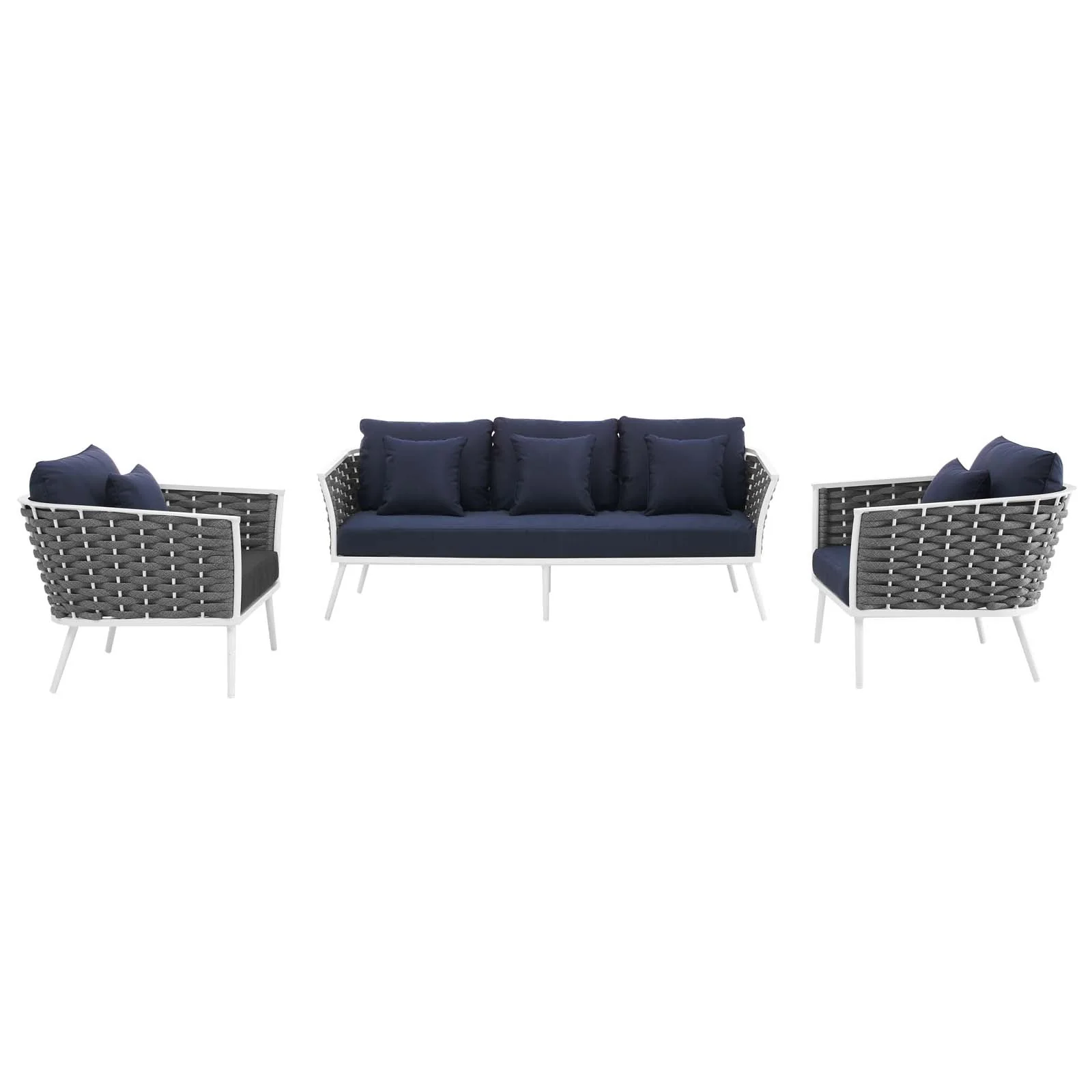 Stance 3 Piece Outdoor Patio Aluminum Sectional Sofa Set - Image 4