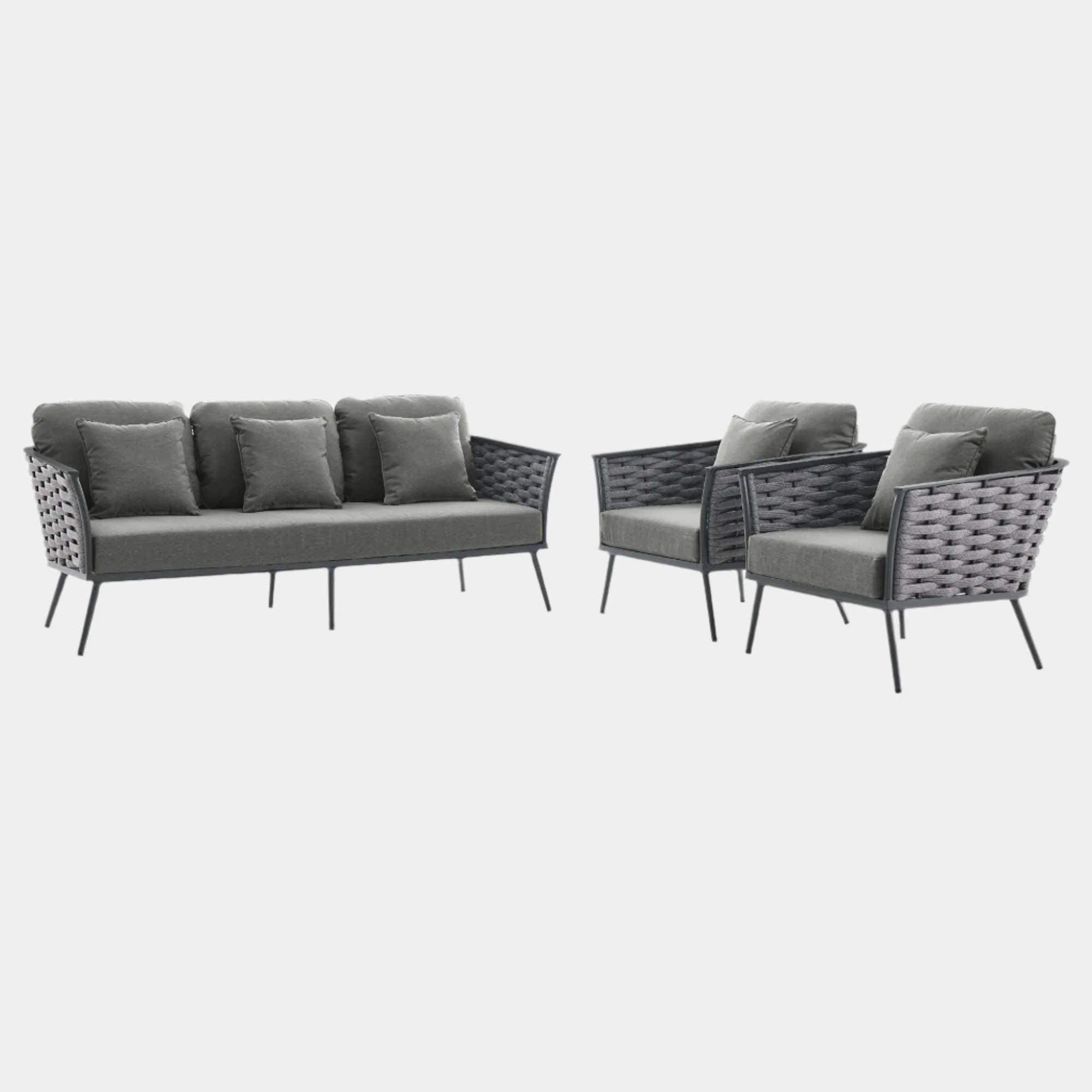 Stance 3 Piece Outdoor Patio Aluminum Sectional Sofa Set - Image 9