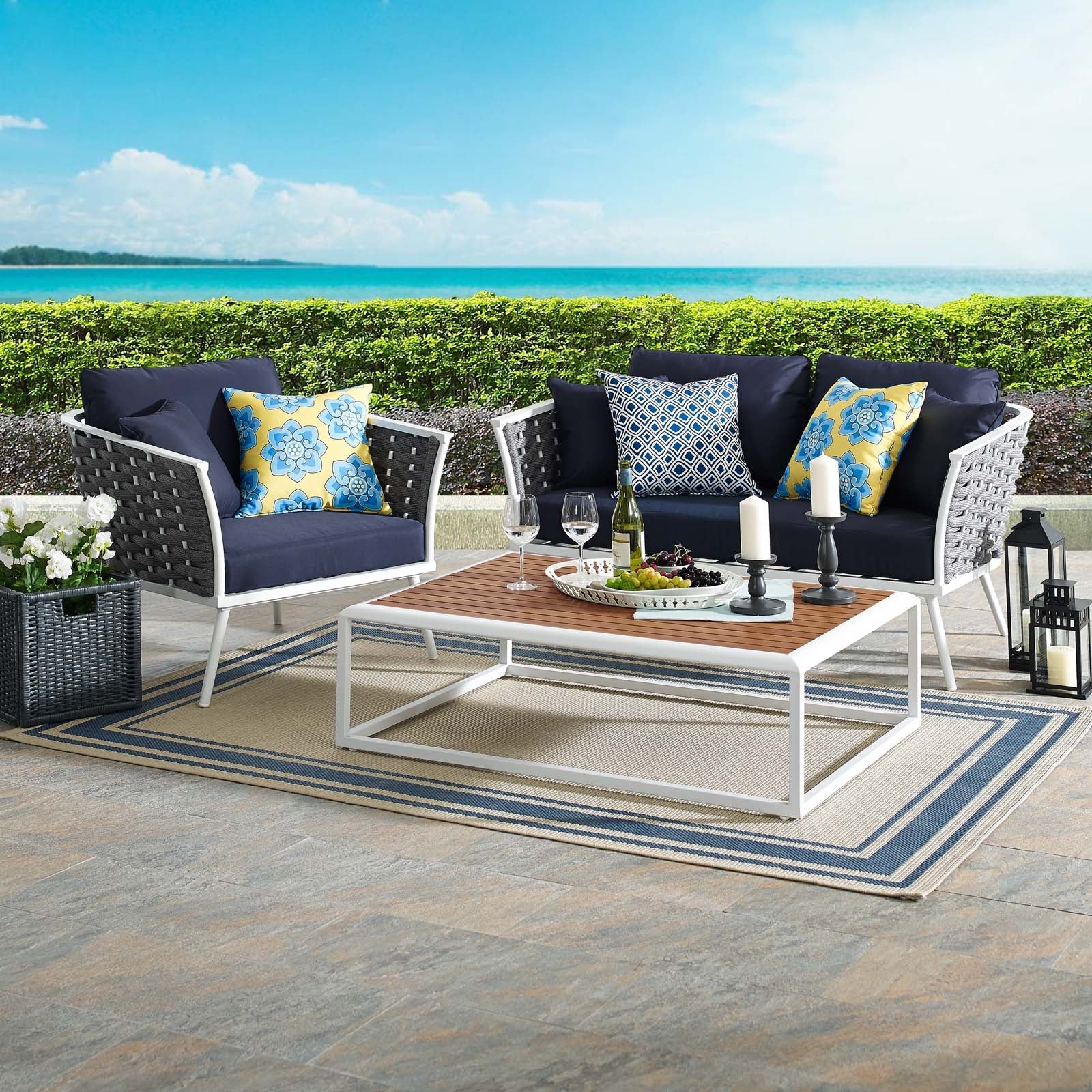Stance 3 Piece Outdoor Patio Aluminum Sectional Sofa Set - Image 2