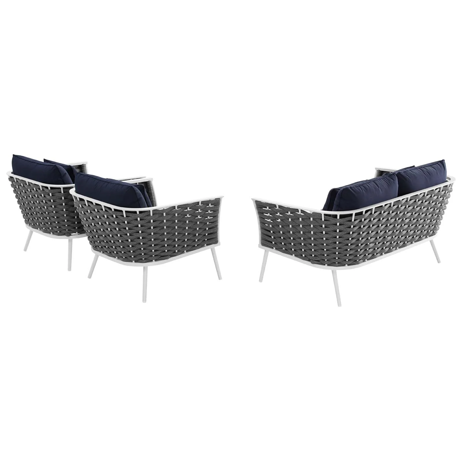 Stance 3 Piece Outdoor Patio Aluminum Sectional Sofa Set - Image 3