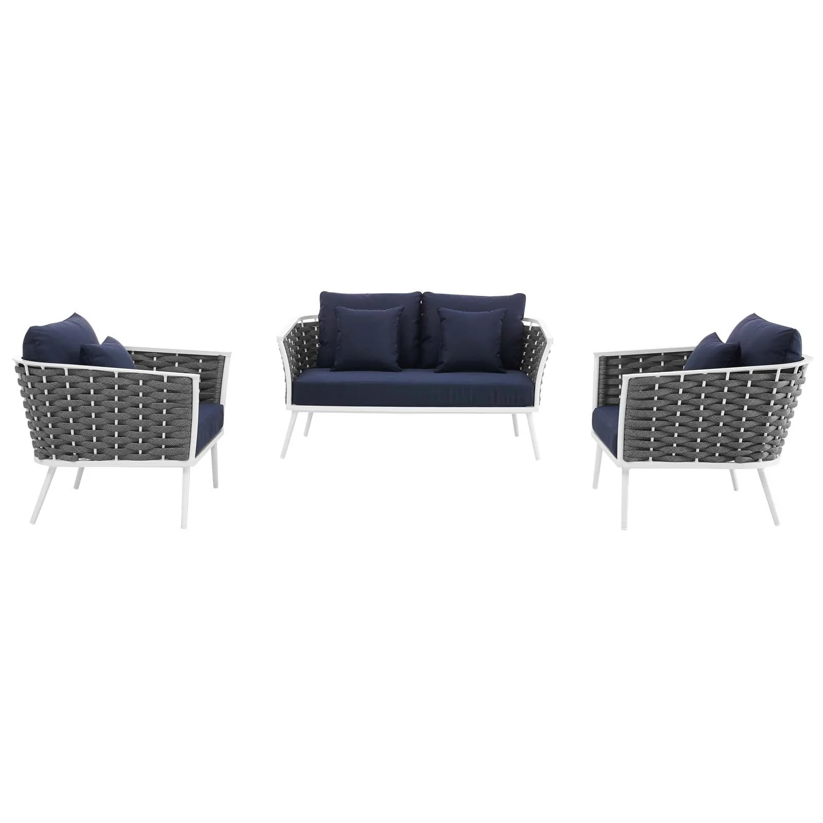 Stance 3 Piece Outdoor Patio Aluminum Sectional Sofa Set - Image 4