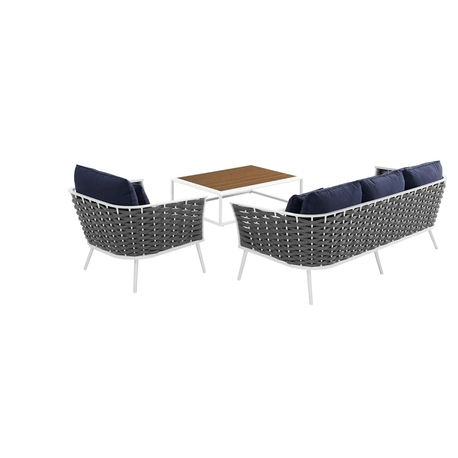 Stance 3 Piece Outdoor Patio Aluminum Sectional Sofa Set - Image 3