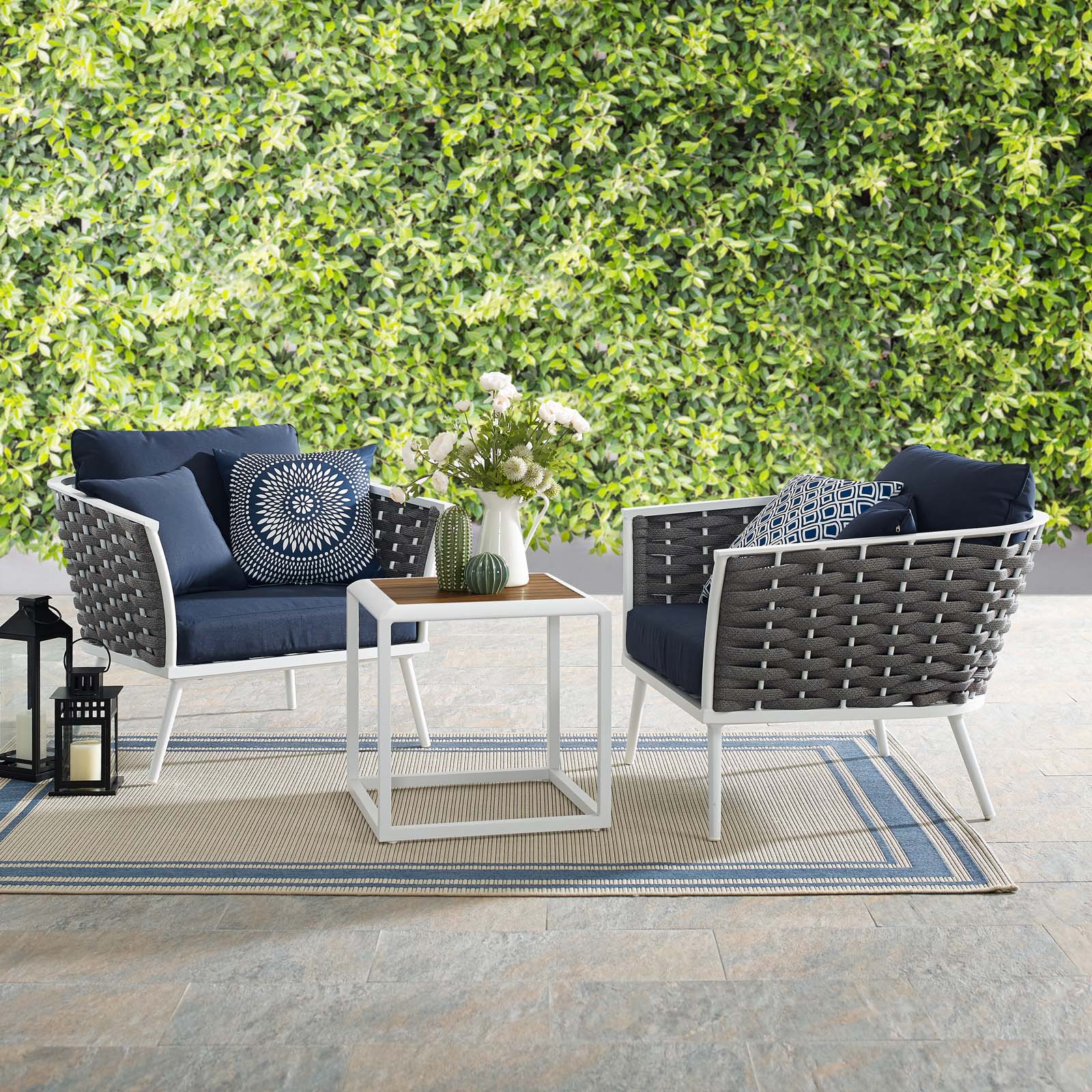 Stance 3 Piece Outdoor Patio Aluminum Sectional Sofa Set - Image 10