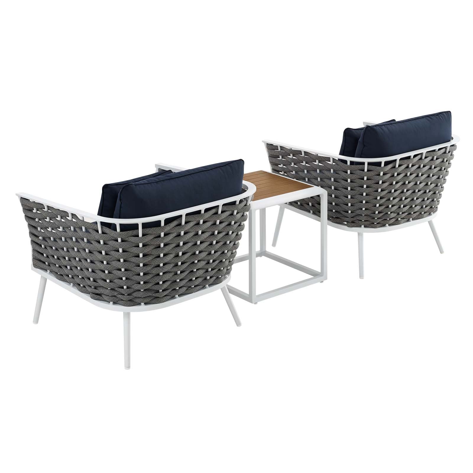 Stance 3 Piece Outdoor Patio Aluminum Sectional Sofa Set - Image 12