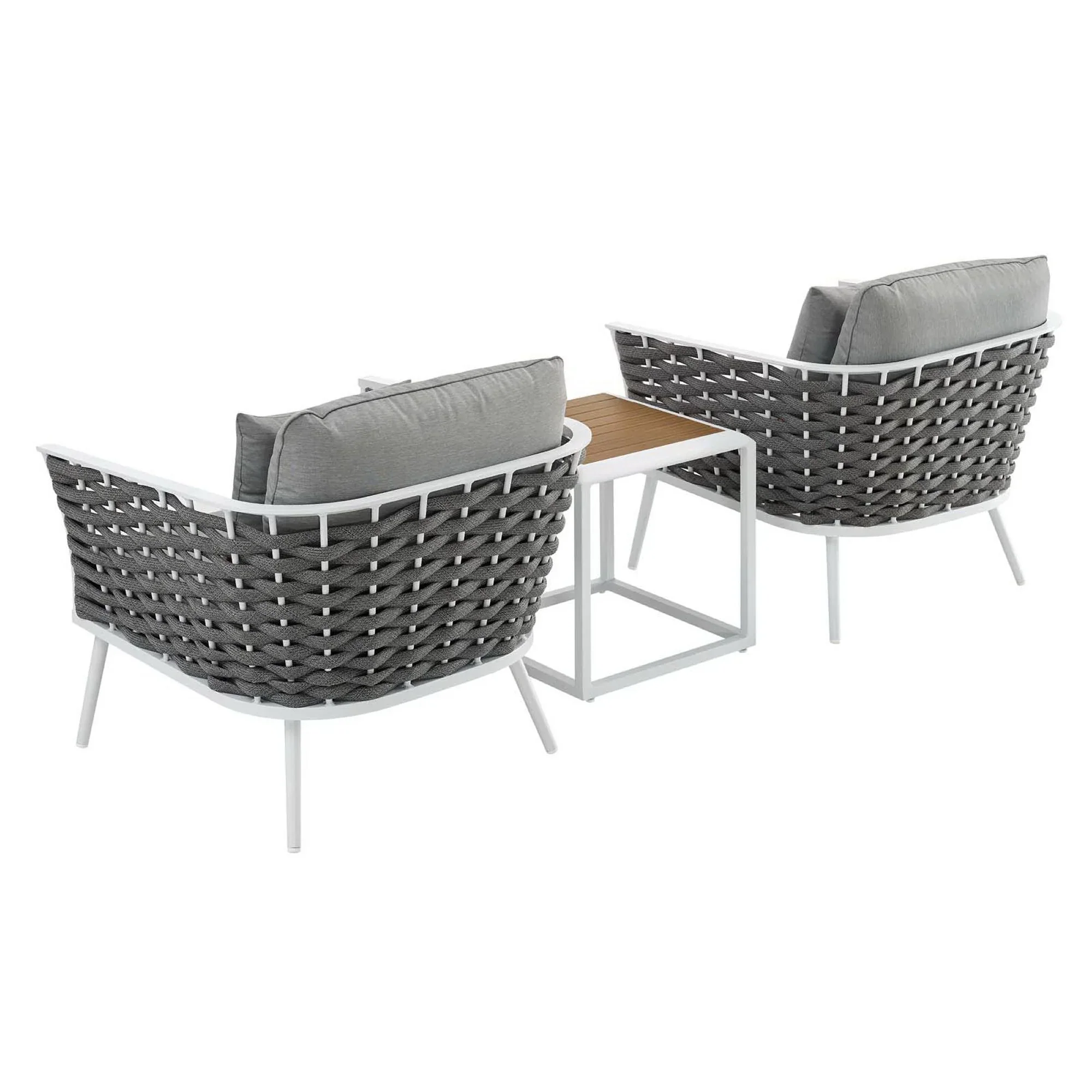 Stance 3 Piece Outdoor Patio Aluminum Sectional Sofa Set - Image 4