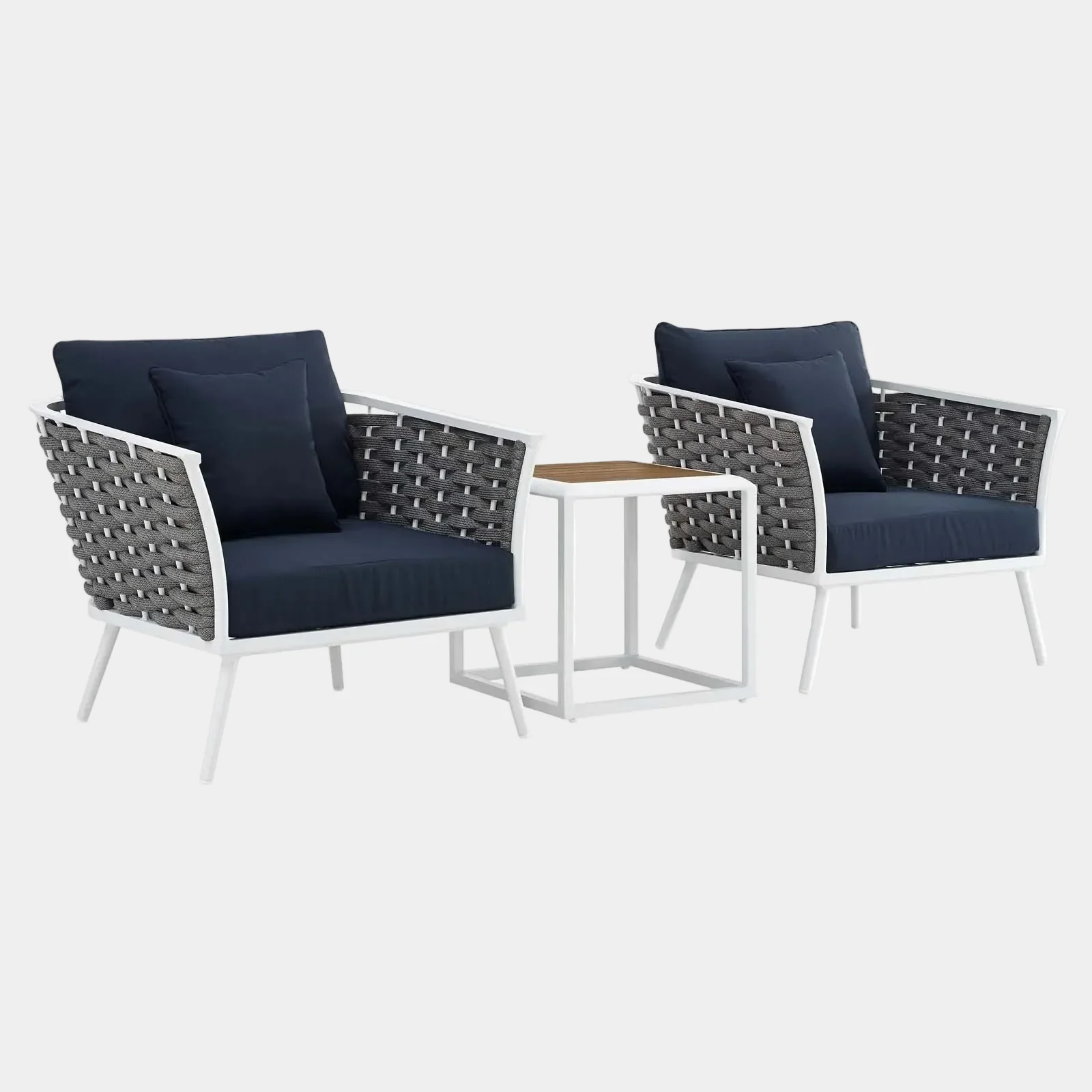Stance 3 Piece Outdoor Patio Aluminum Sectional Sofa Set - Image 9