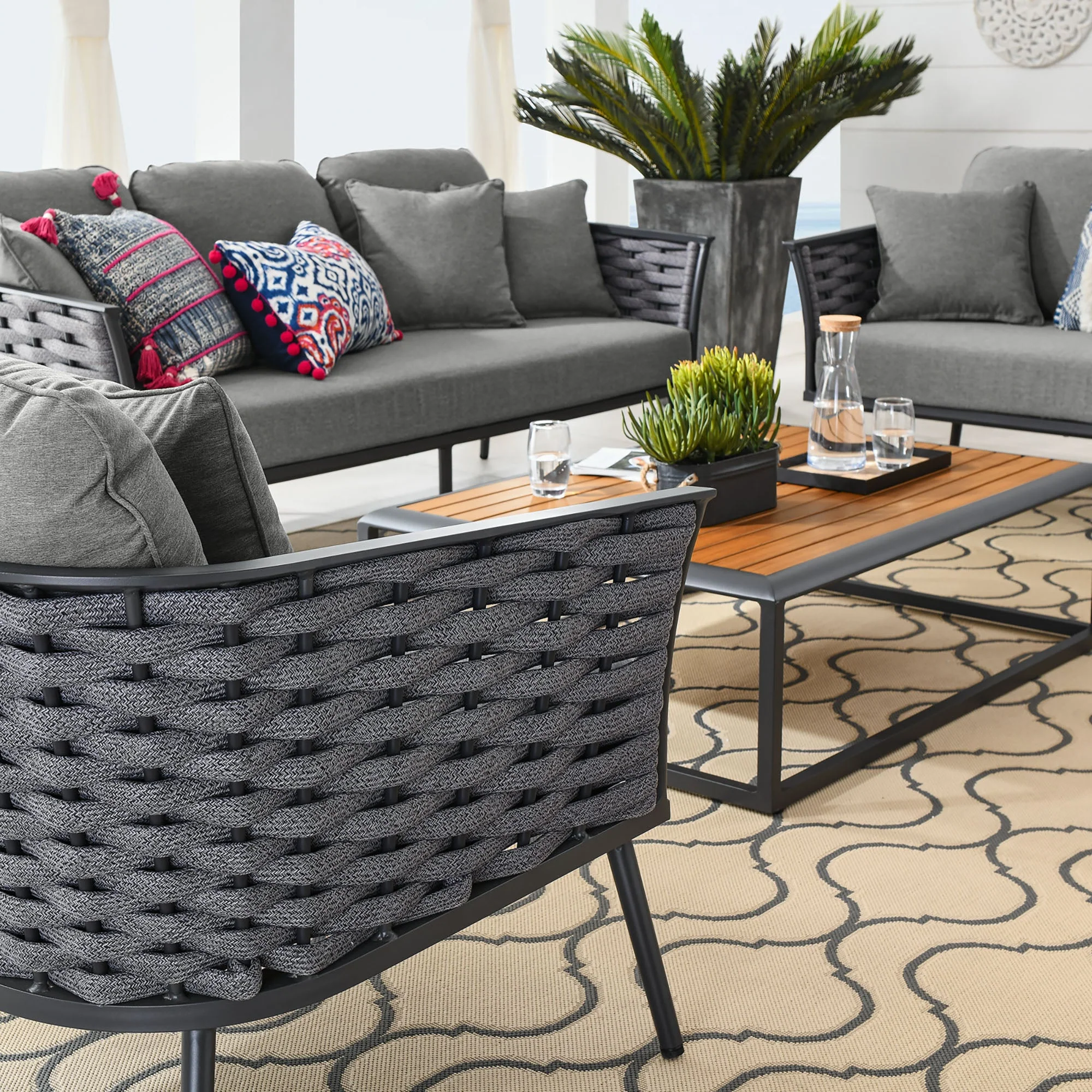 Stance 4 Piece Outdoor Aluminum Sectional Sofa Set - Image 14