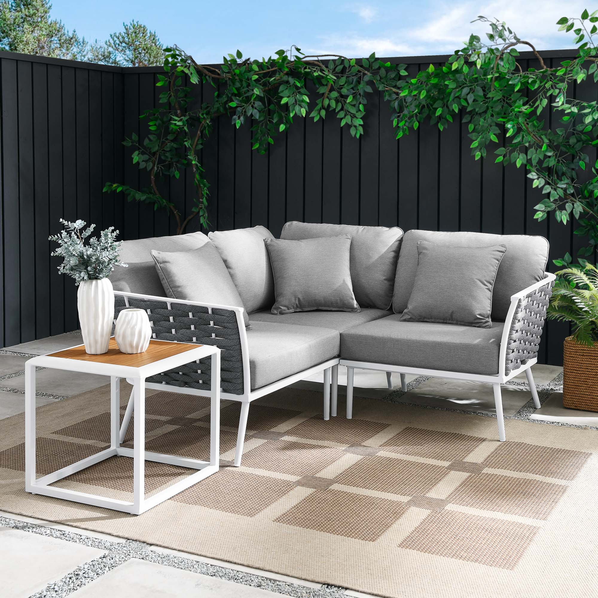 Stance 4 Piece Outdoor Patio Aluminum Sectional Sofa Set - Image 2