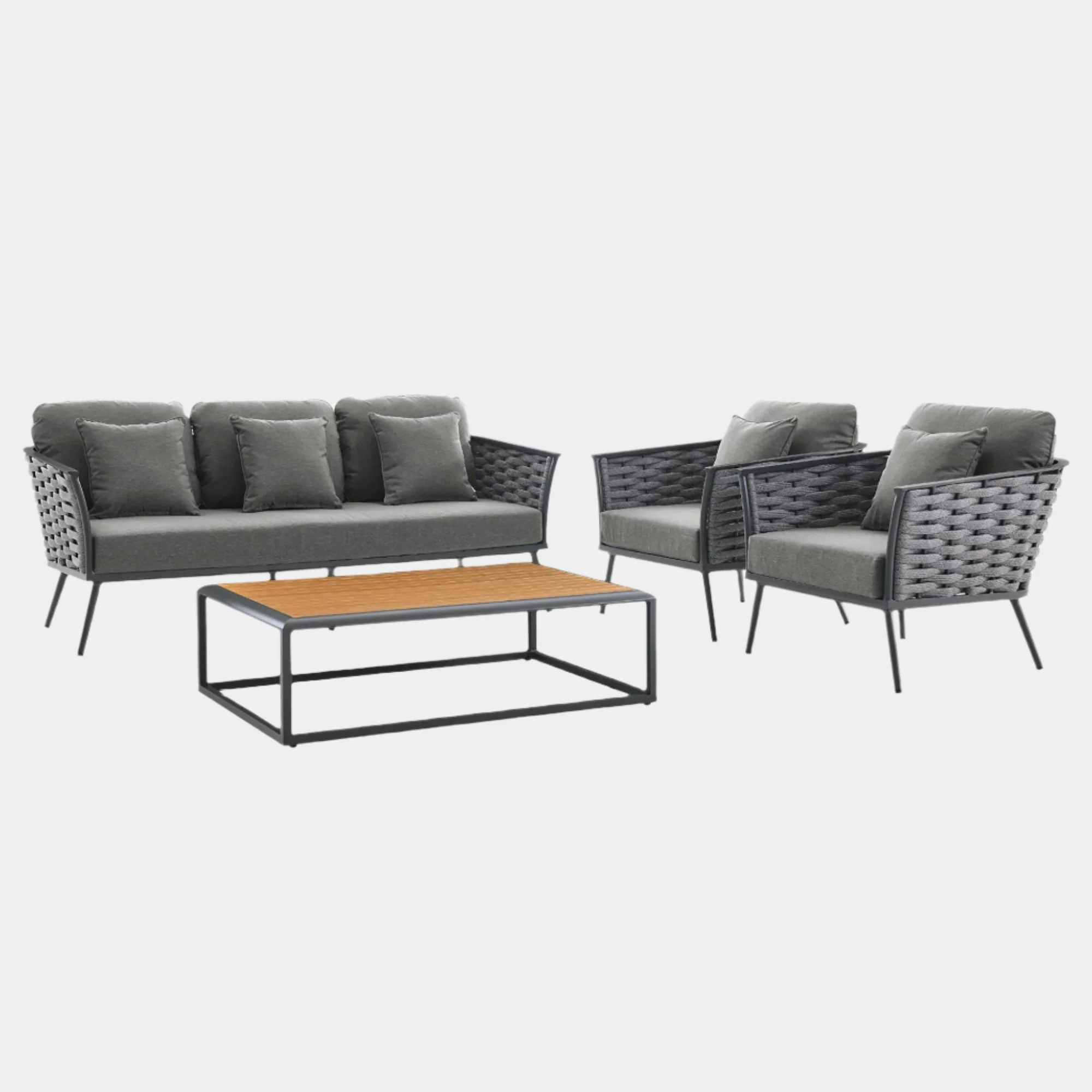 Stance 4 Piece Outdoor Patio Aluminum Sectional Sofa Set - Image 11