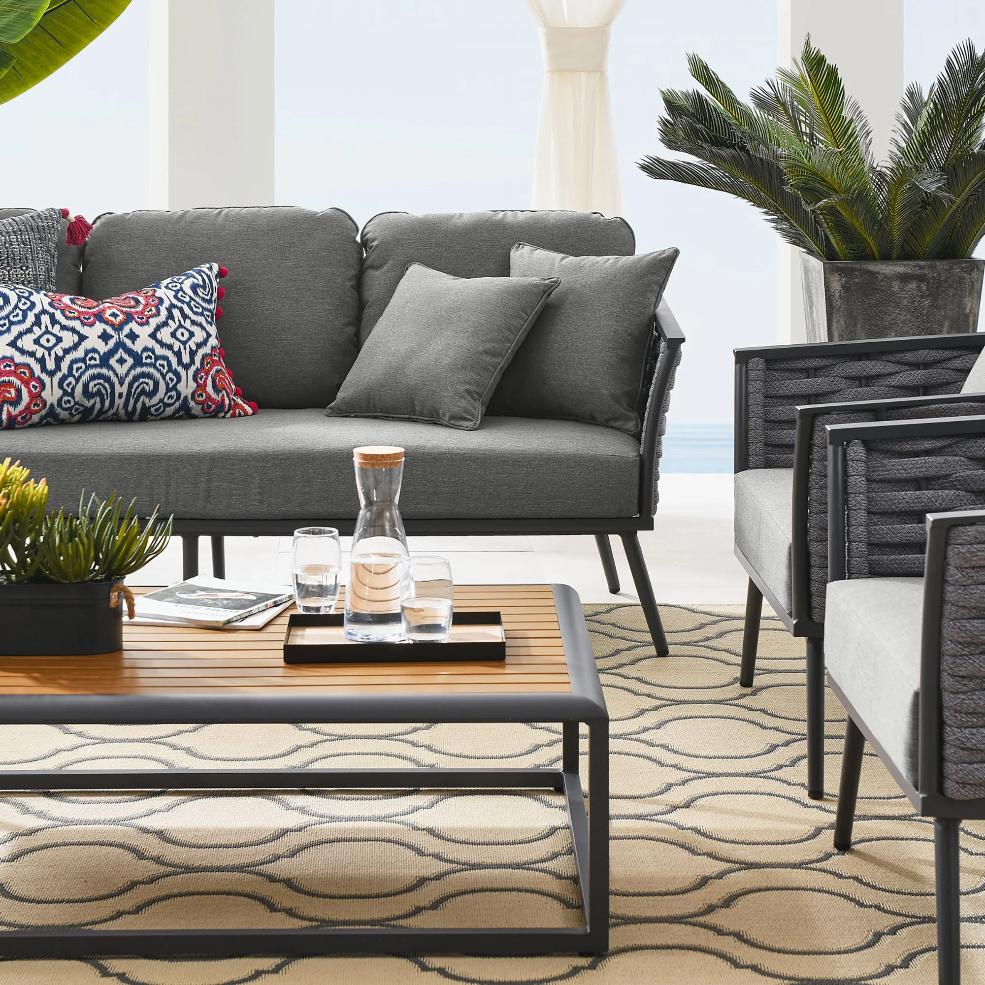 Stance 4 Piece Outdoor Patio Aluminum Sectional Sofa Set - Image 13