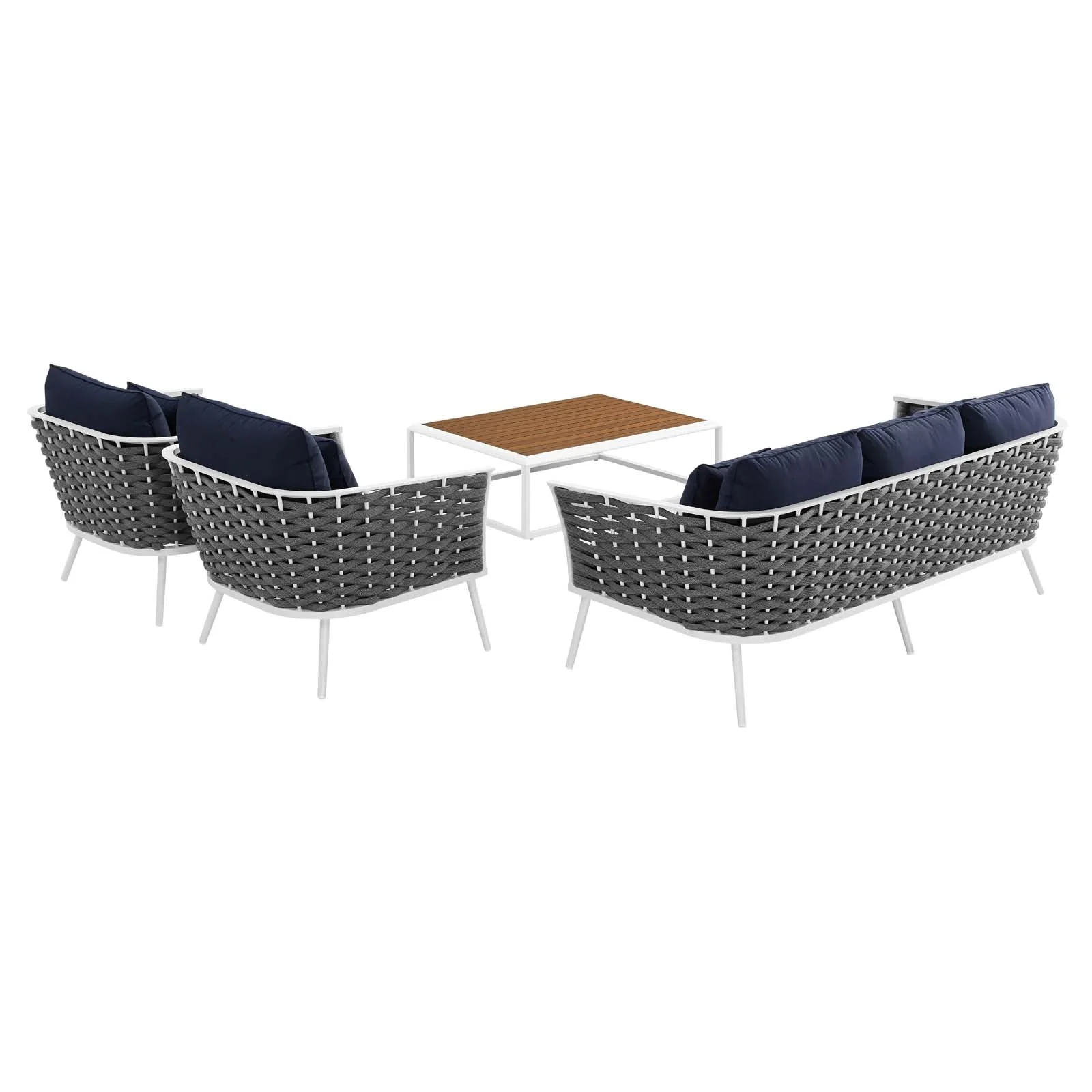 Stance 4 Piece Outdoor Patio Aluminum Sectional Sofa Set - Image 3