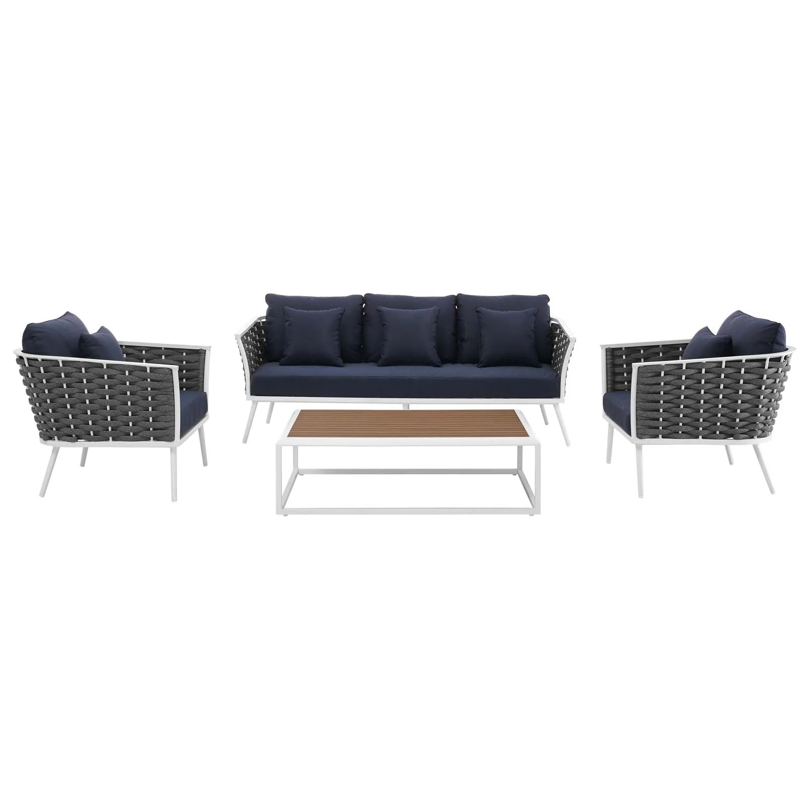 Stance 4 Piece Outdoor Patio Aluminum Sectional Sofa Set - Image 4
