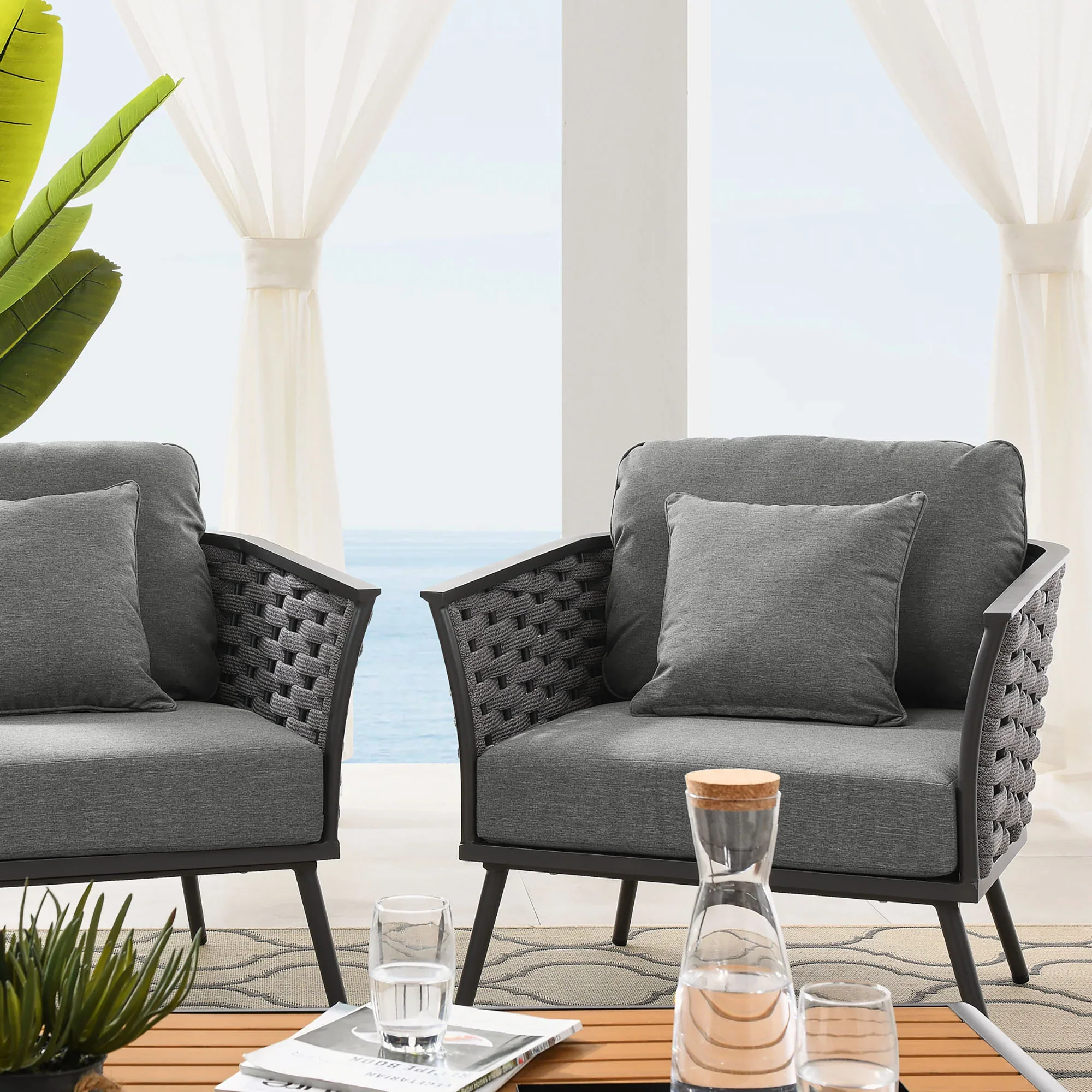 Stance 5 Piece Outdoor Patio Aluminum Sectional Sofa Set - Image 12