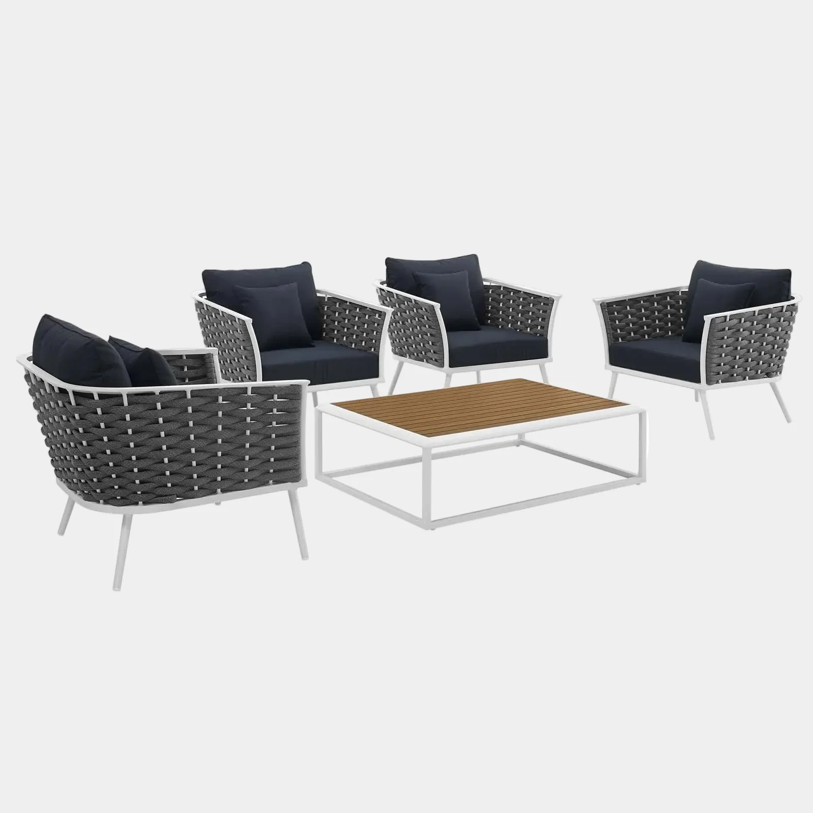 Stance 5 Piece Outdoor Patio Aluminum Sectional Sofa Set - Image 19