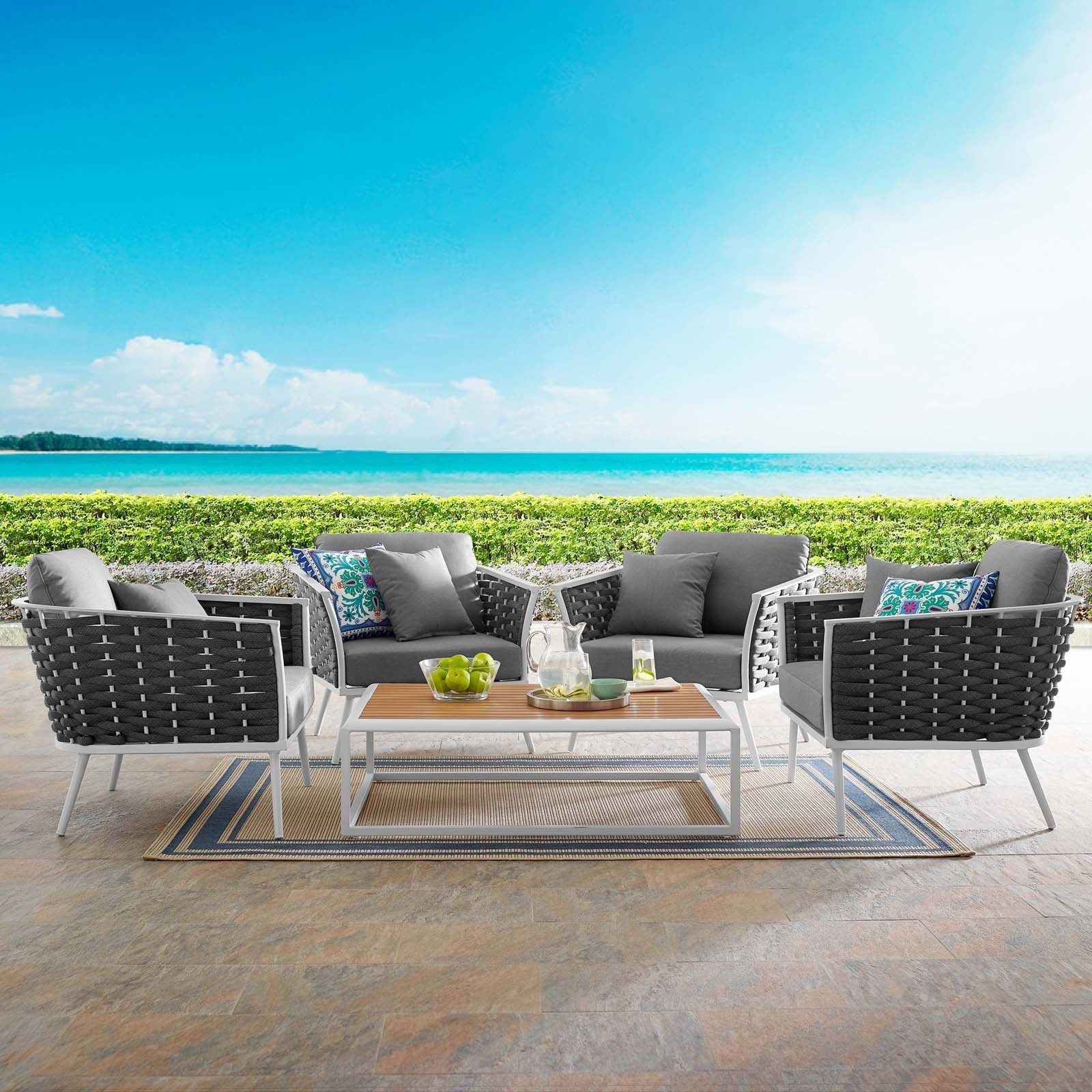 Stance 5 Piece Outdoor Patio Aluminum Sectional Sofa Set - Image 2