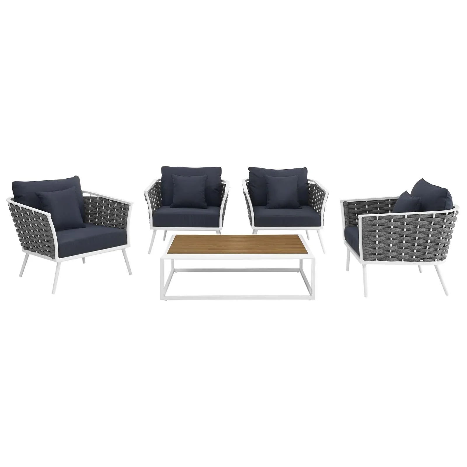Stance 5 Piece Outdoor Patio Aluminum Sectional Sofa Set - Image 26