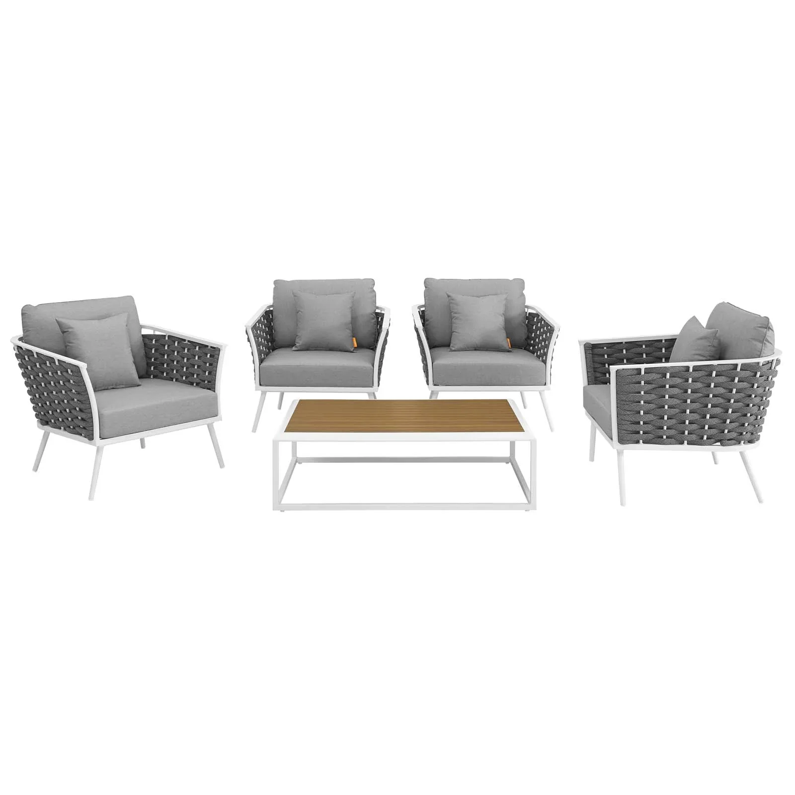 Stance 5 Piece Outdoor Patio Aluminum Sectional Sofa Set - Image 8