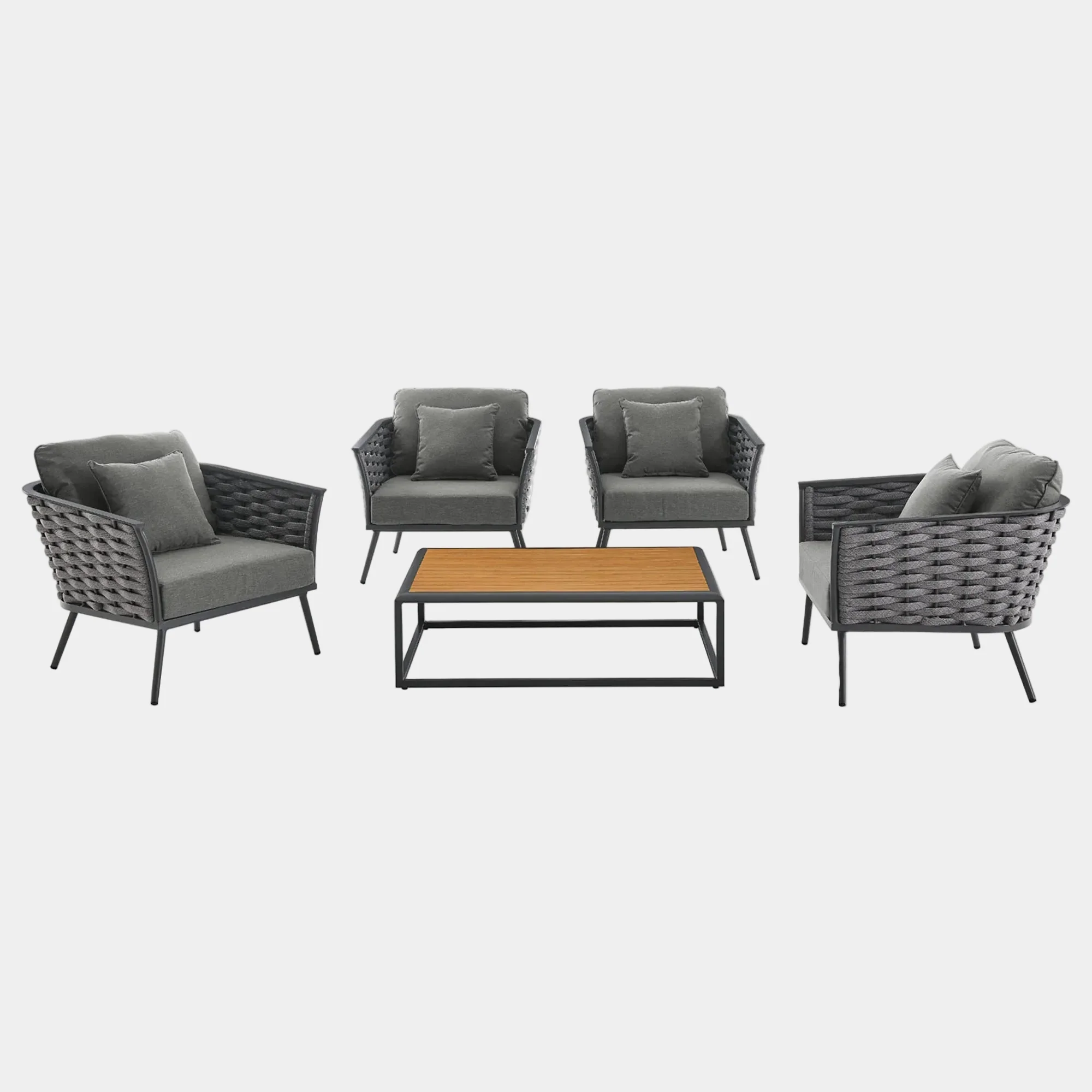 Stance 5 Piece Outdoor Patio Aluminum Sectional Sofa Set - Image 9