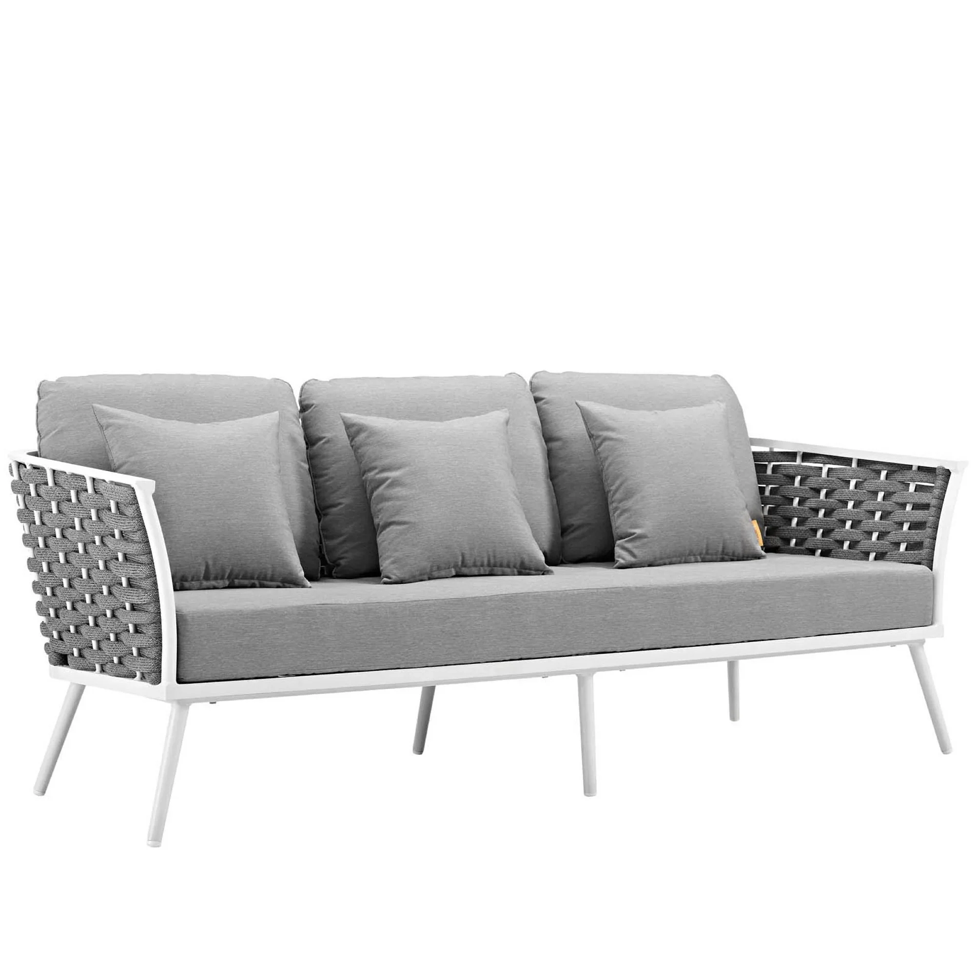 Stance 6 Piece Outdoor Aluminum Sectional Sofa Set in White Gray - Image 5