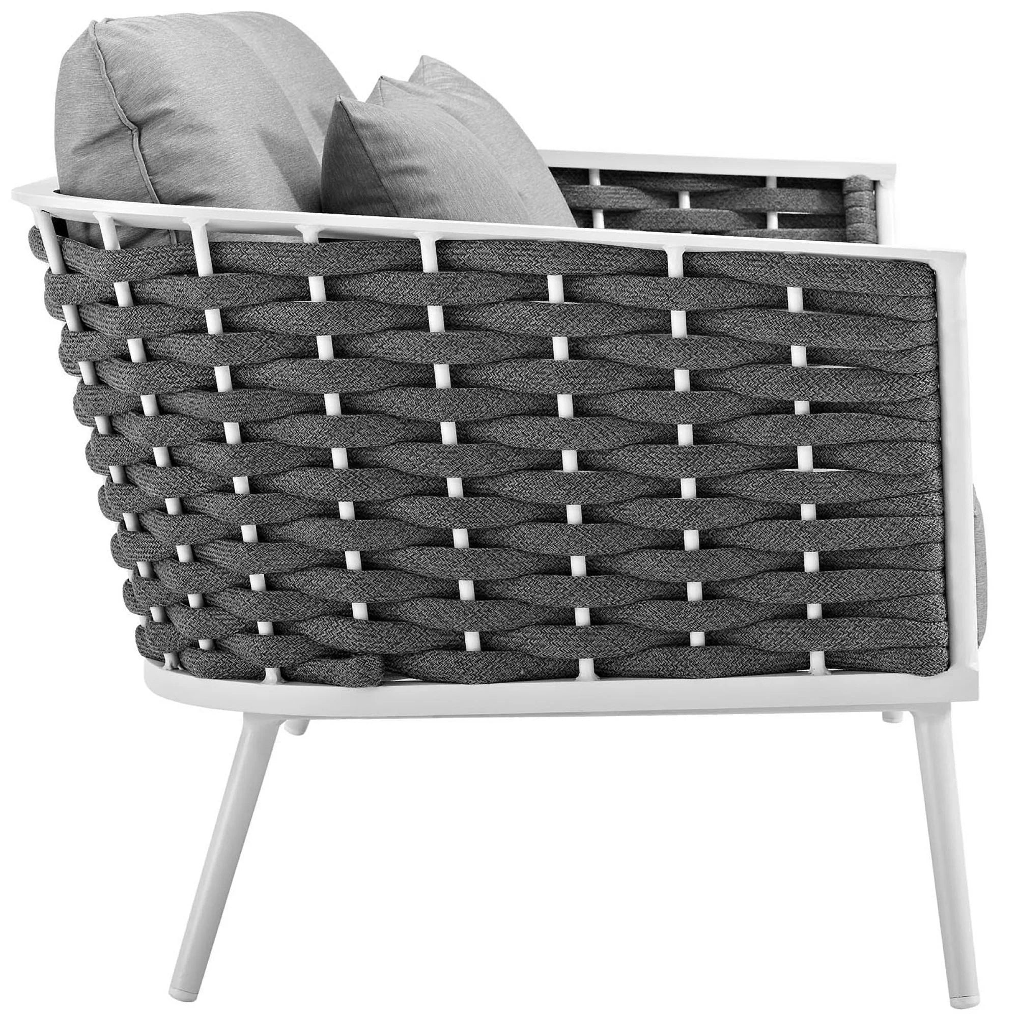 Stance 6 Piece Outdoor Aluminum Sectional Sofa Set in White Gray - Image 7