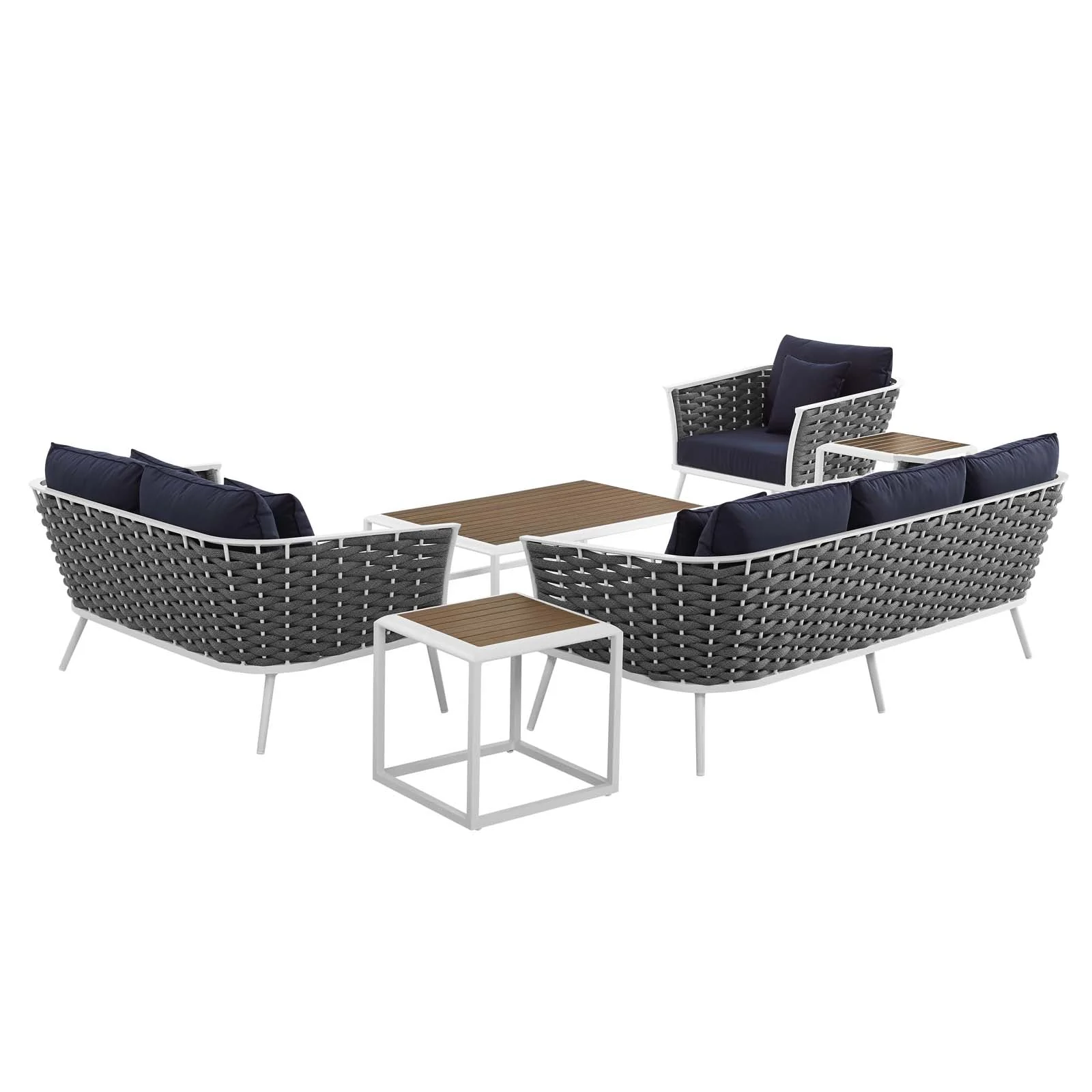Stance 6 Piece Outdoor Patio Aluminum Sectional Sofa - Image 16