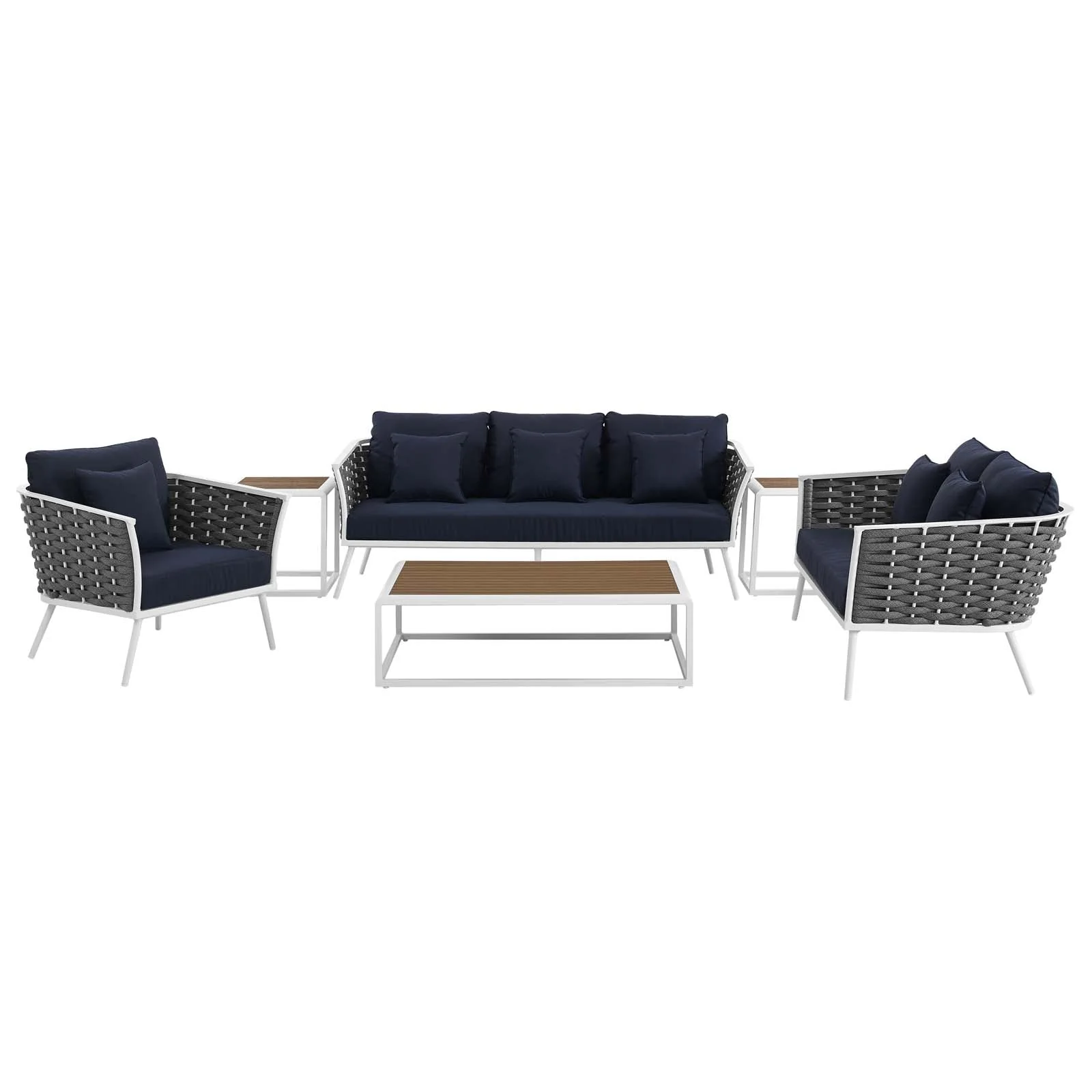 Stance 6 Piece Outdoor Patio Aluminum Sectional Sofa - Image 17