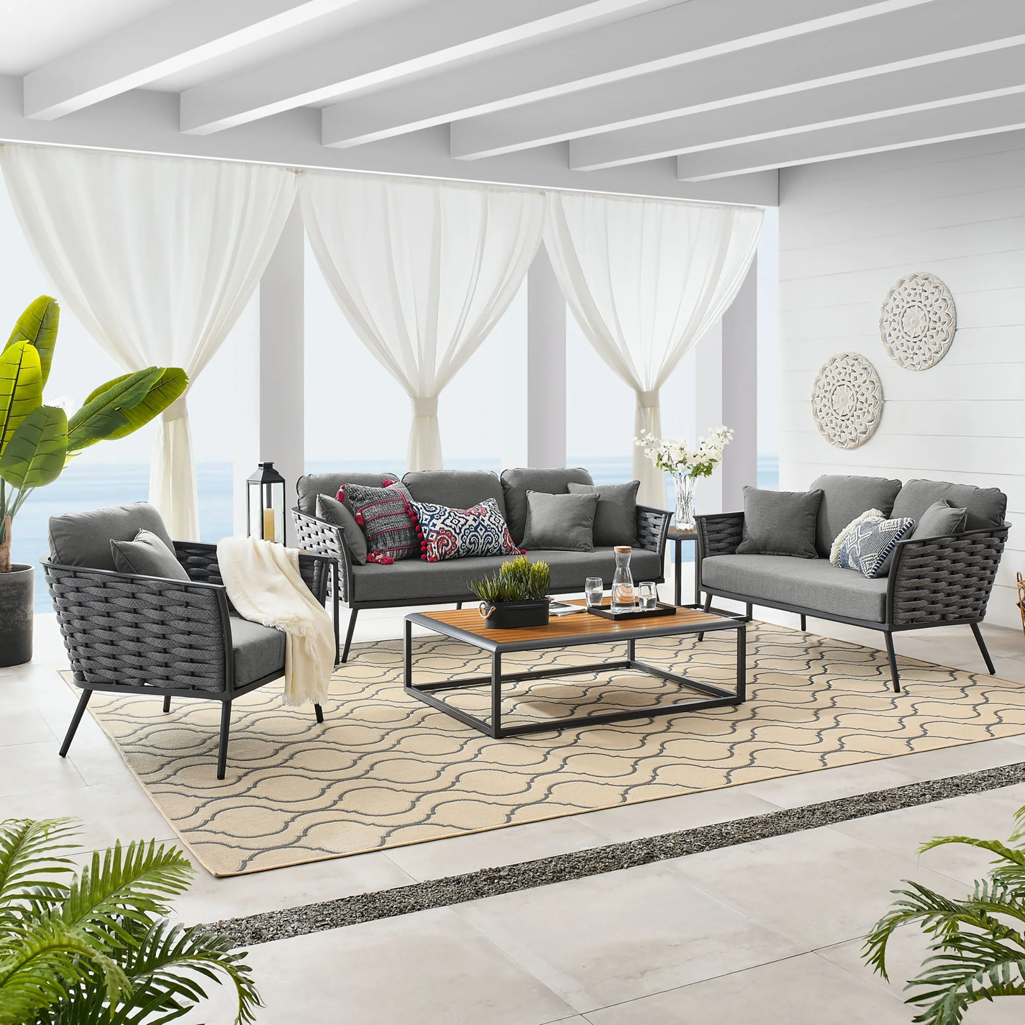 Stance 6 Piece Outdoor Patio Aluminum Sectional Sofa - Image 29