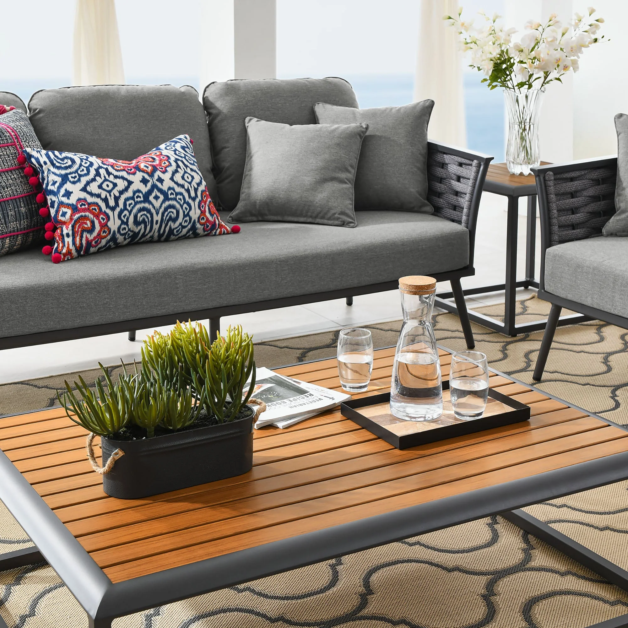 Stance 6 Piece Outdoor Patio Aluminum Sectional Sofa - Image 30