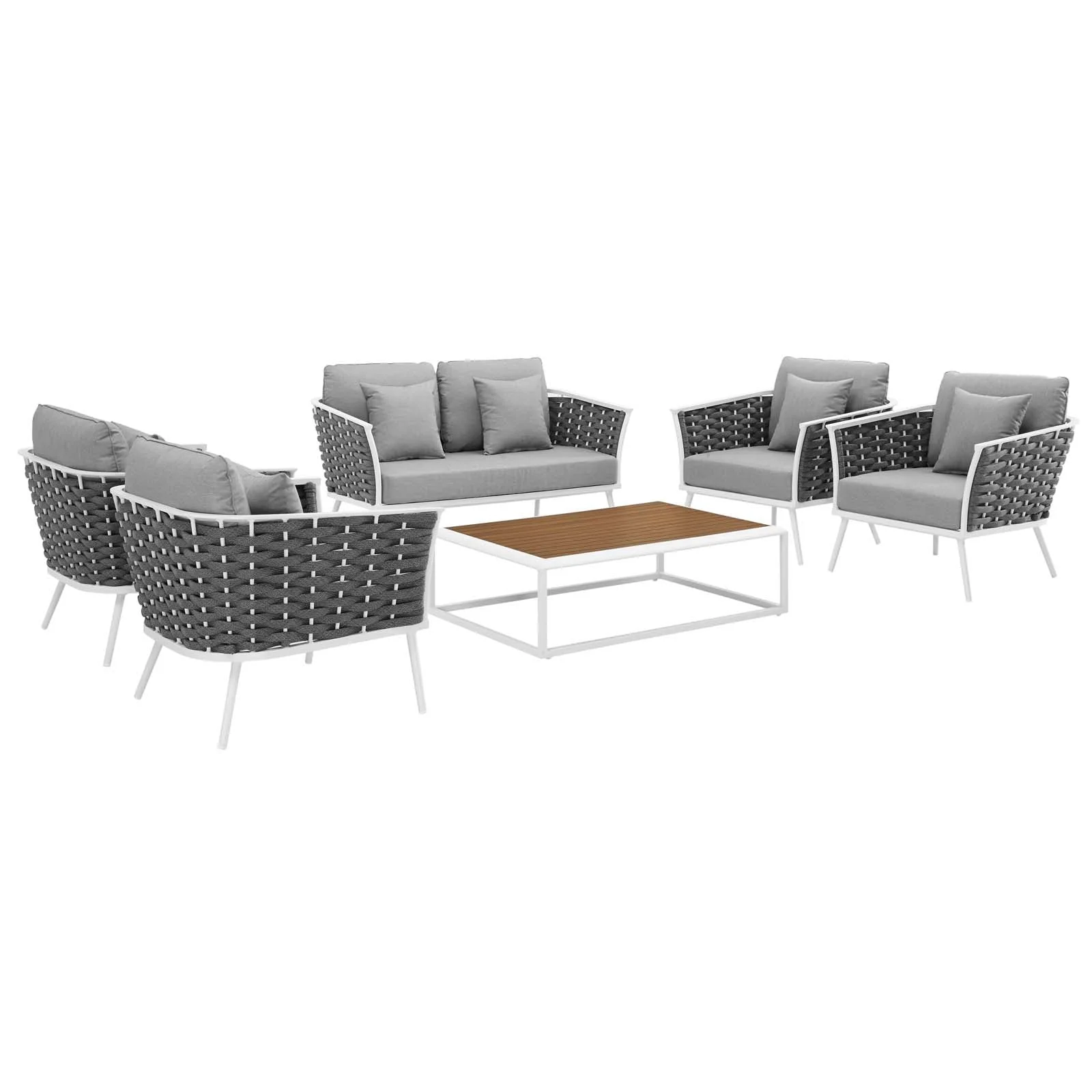 Stance 6 Piece Outdoor Patio Aluminum Sectional Sofa - Image 8