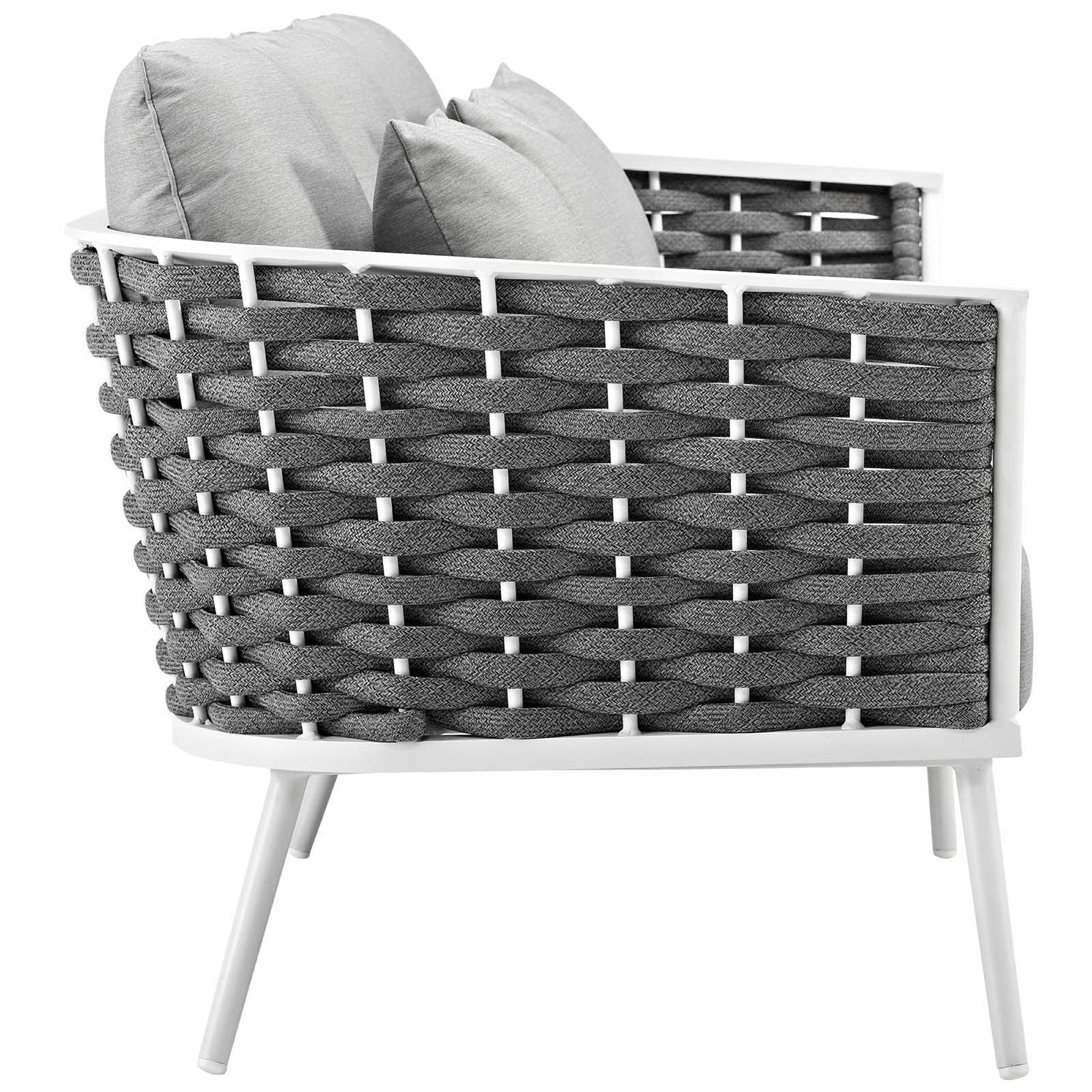 Stance 7 Piece Outdoor Aluminum Sectional Sofa Set in White Gray - Image 10