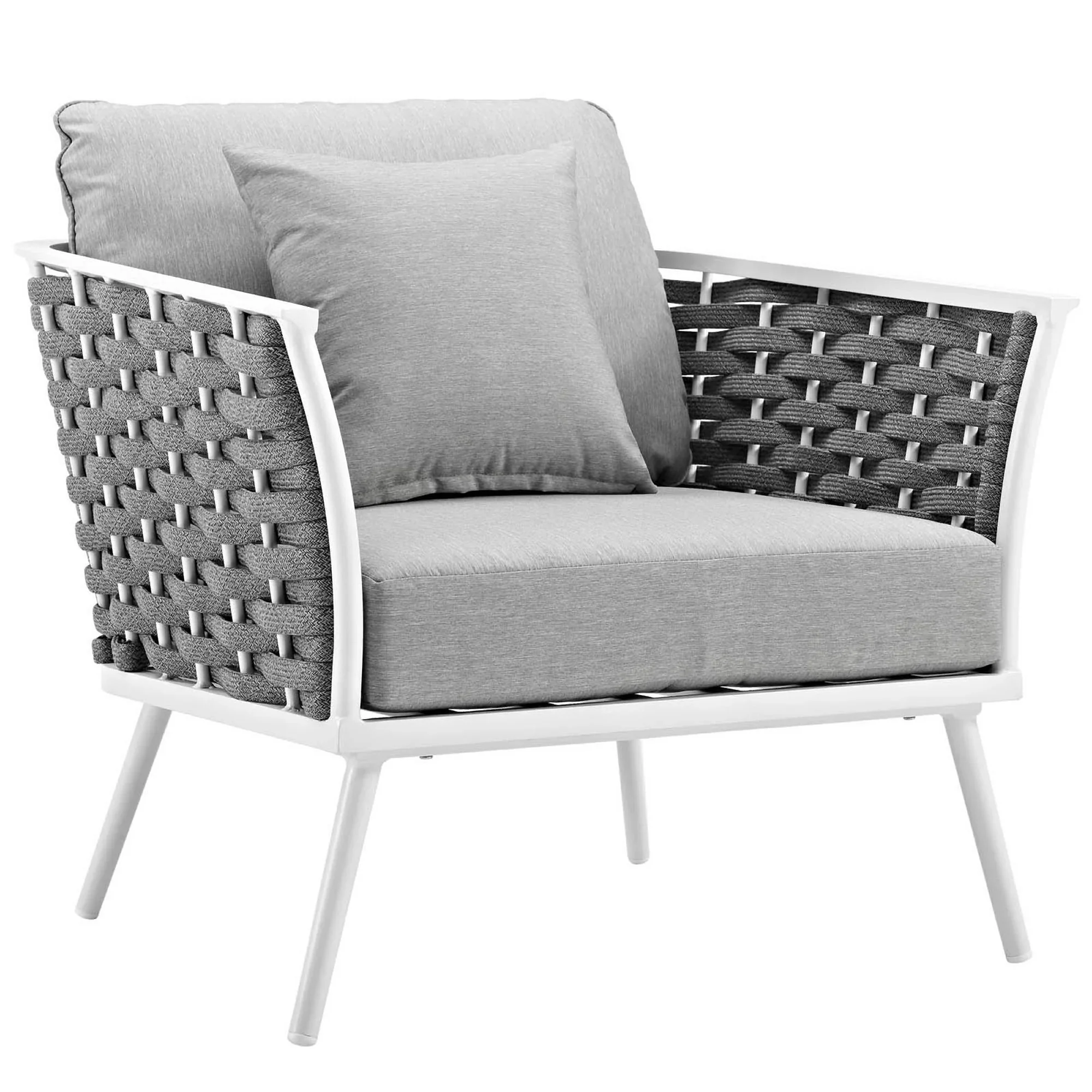 Stance 7 Piece Outdoor Aluminum Sectional Sofa Set in White Gray - Image 7