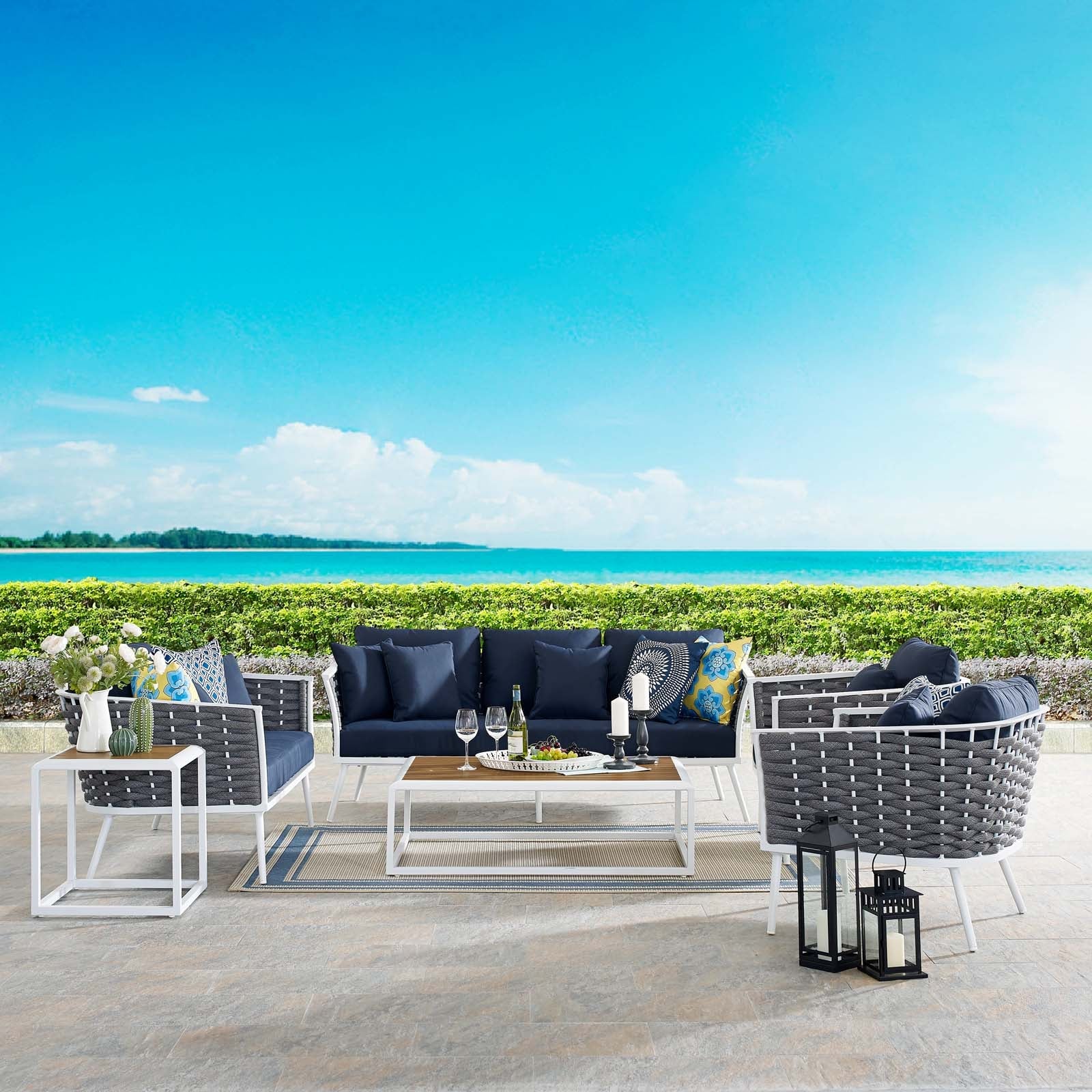 Stance 7 Piece Outdoor Patio Aluminum Sectional Sofa Set - Image 2