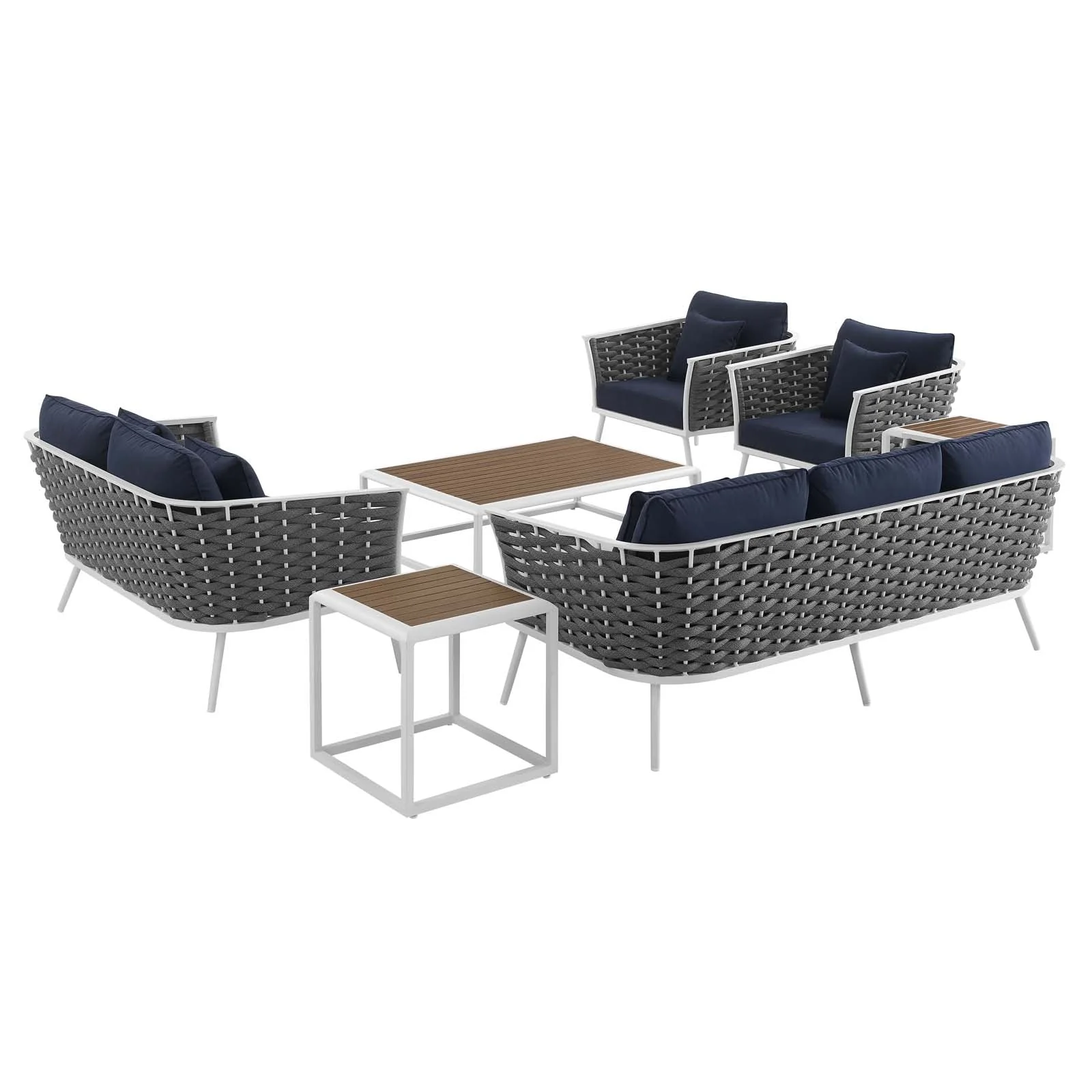 Stance 7 Piece Outdoor Patio Aluminum Sectional Sofa Set - Image 3