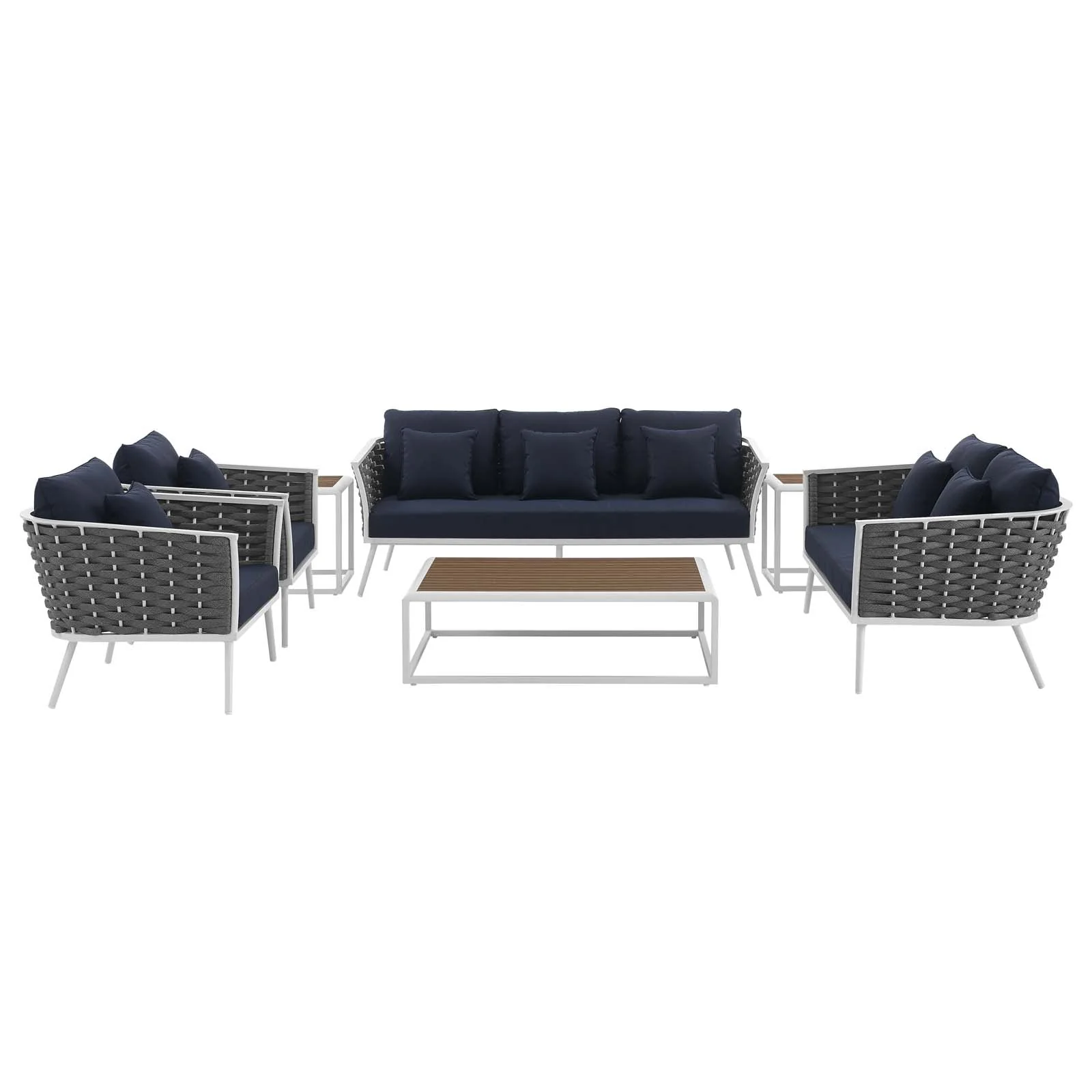 Stance 7 Piece Outdoor Patio Aluminum Sectional Sofa Set - Image 4