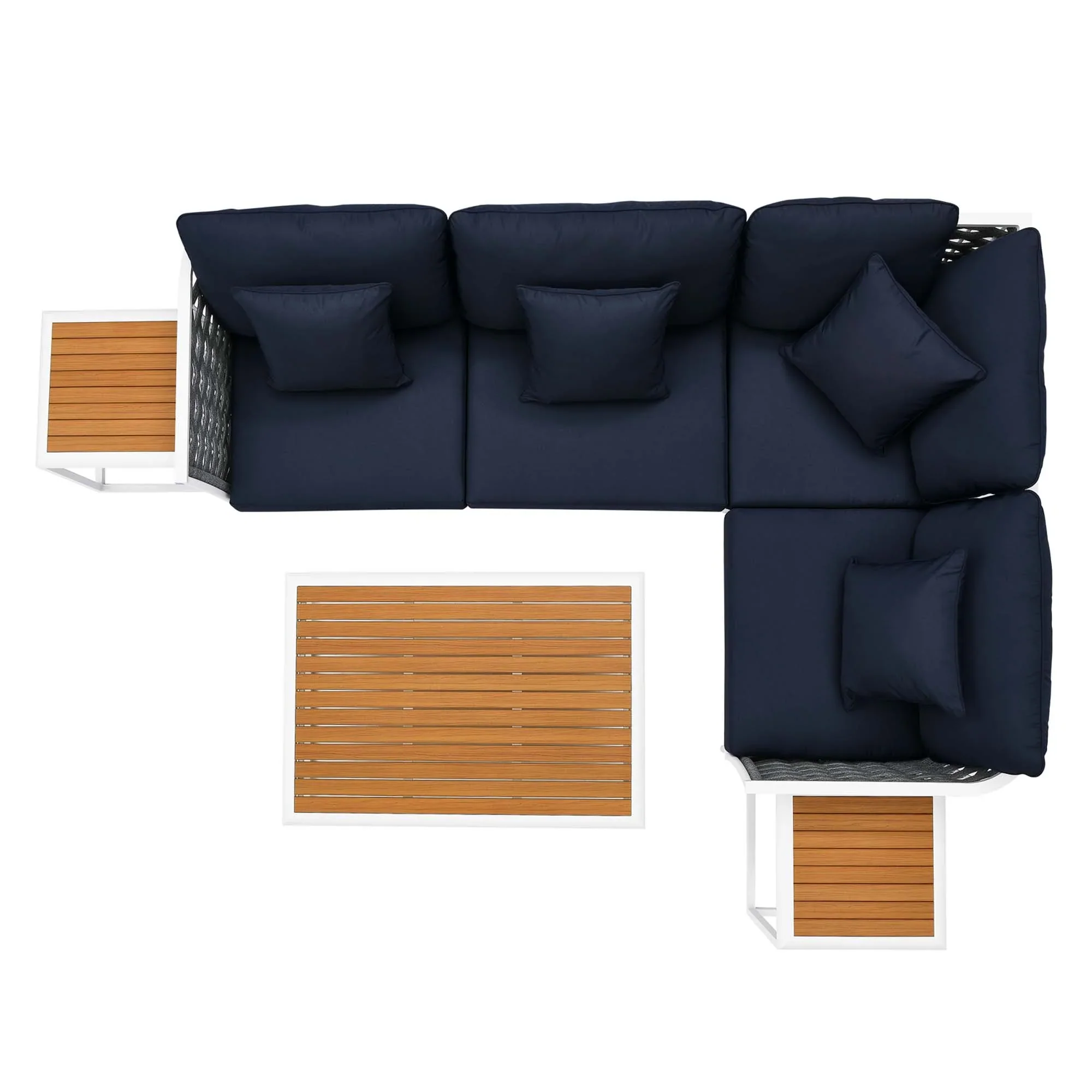 Stance 7 Piece Outdoor Patio Aluminum Sectional Sofa Set - Image 14