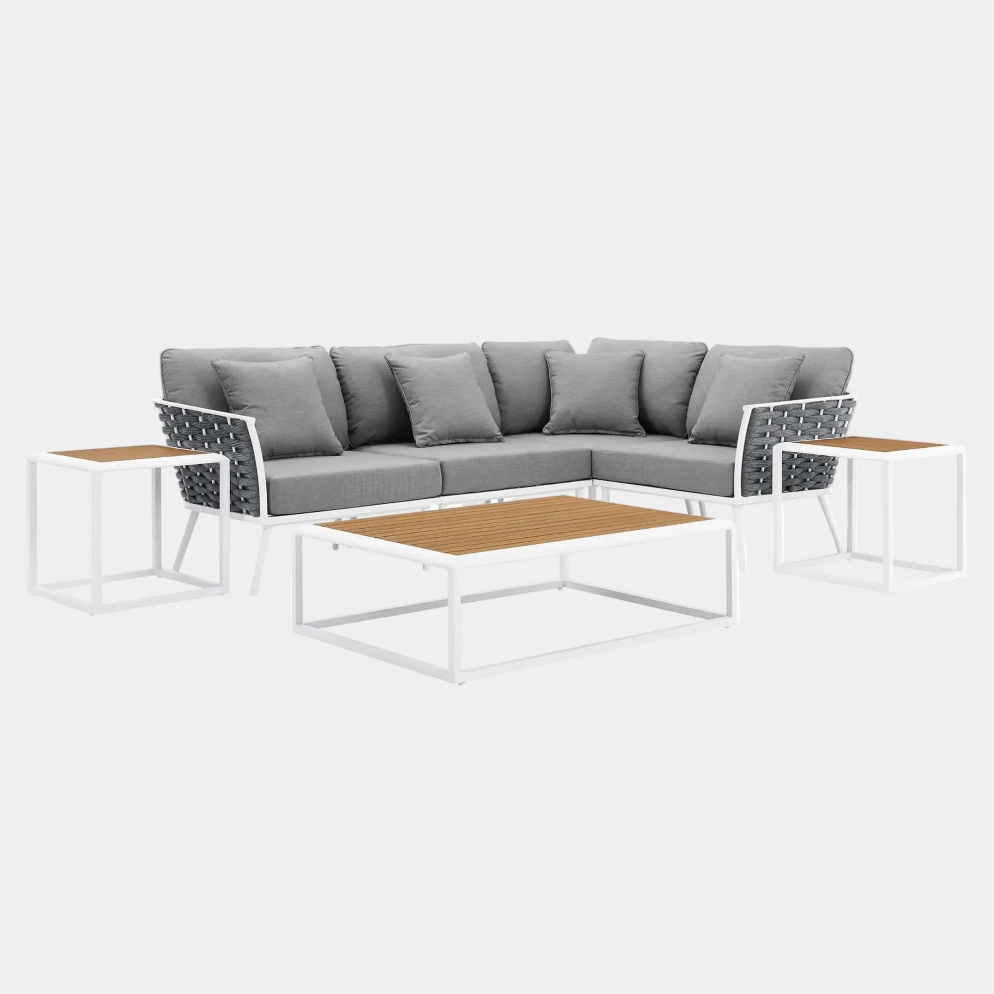 Stance 7 Piece Outdoor Patio Aluminum Sectional Sofa Set - Image 18