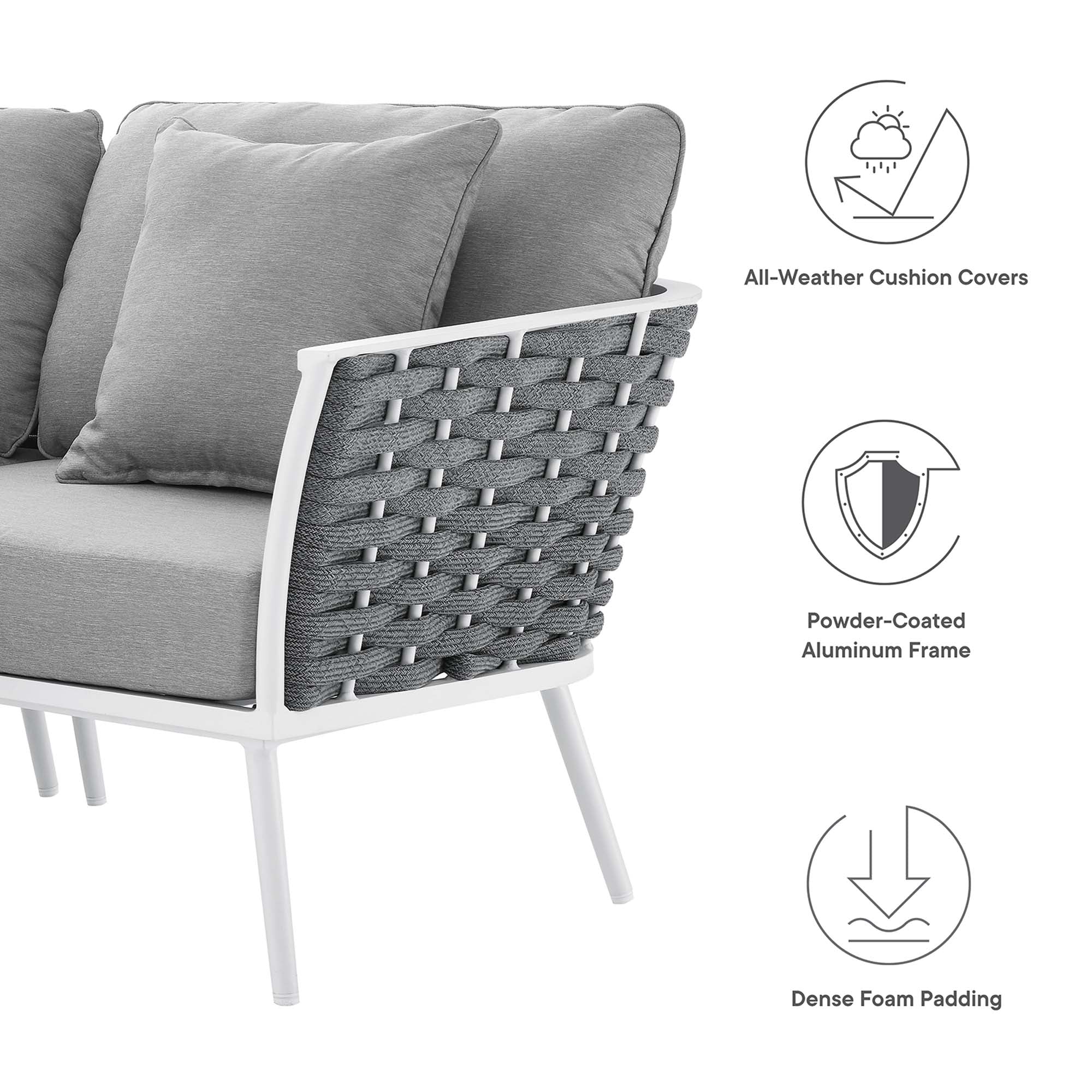 Stance 8 Piece Outdoor Patio Aluminum Sectional Sofa Set - Image 3