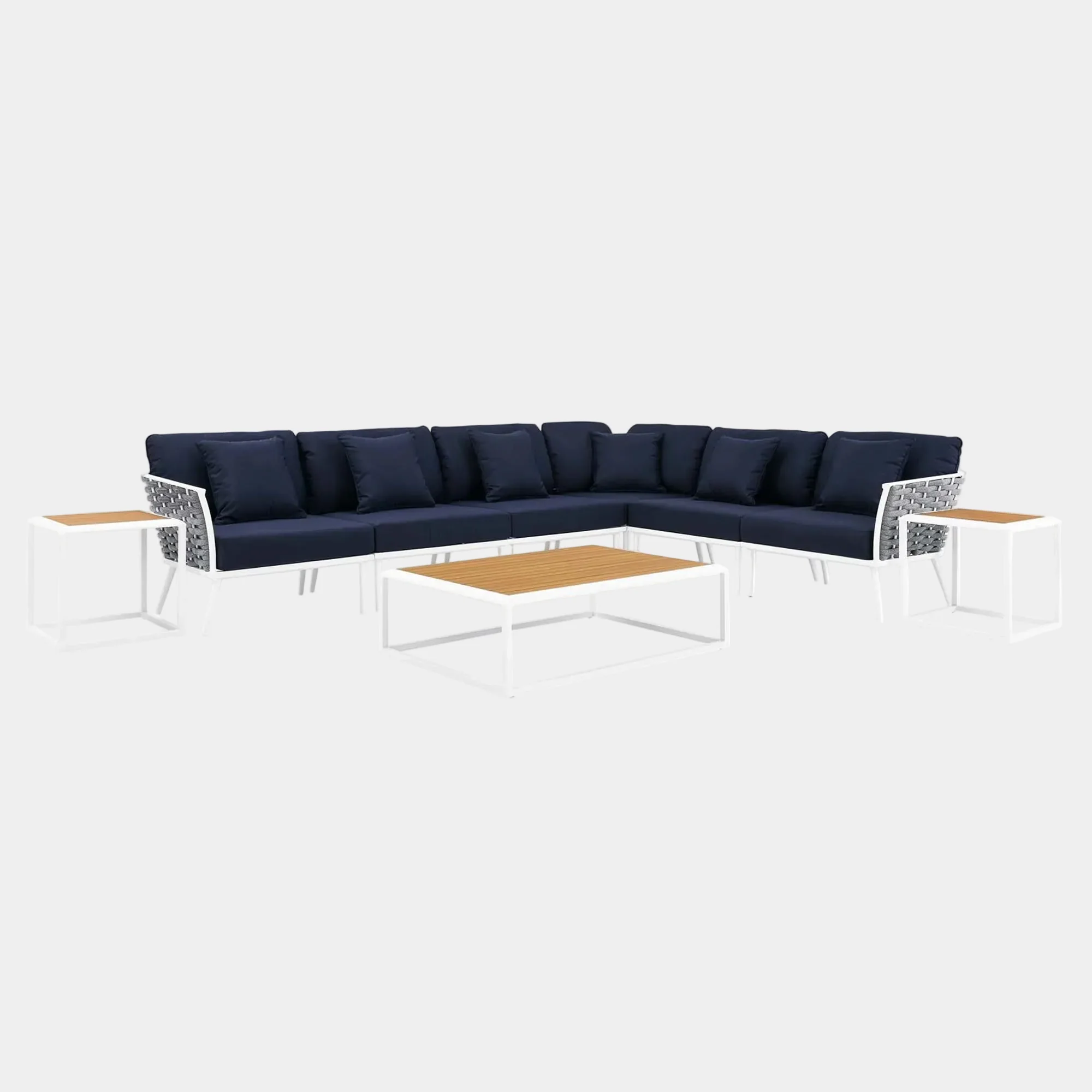 Stance 9 Piece Aluminum Outdoor Patio Aluminum Sectional Sofa Set - Image 19
