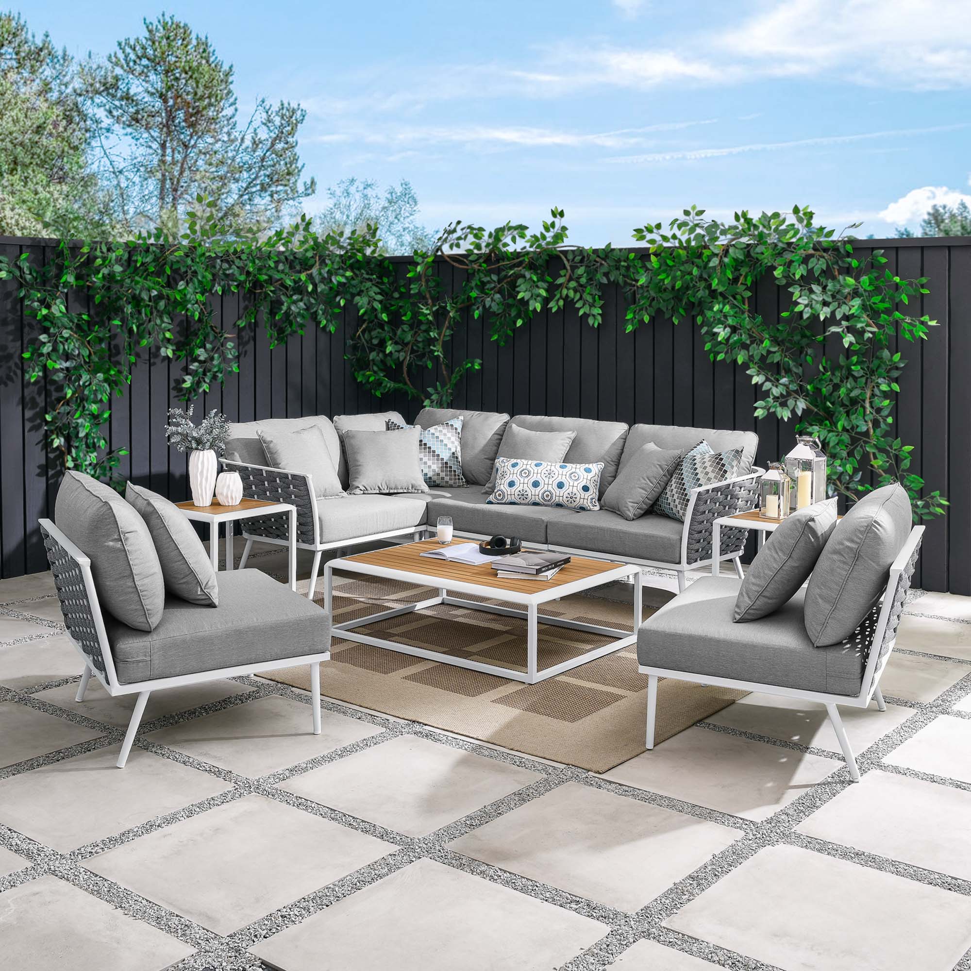 Stance 9 Piece Aluminum Outdoor Patio Aluminum Sectional Sofa Set - Image 2