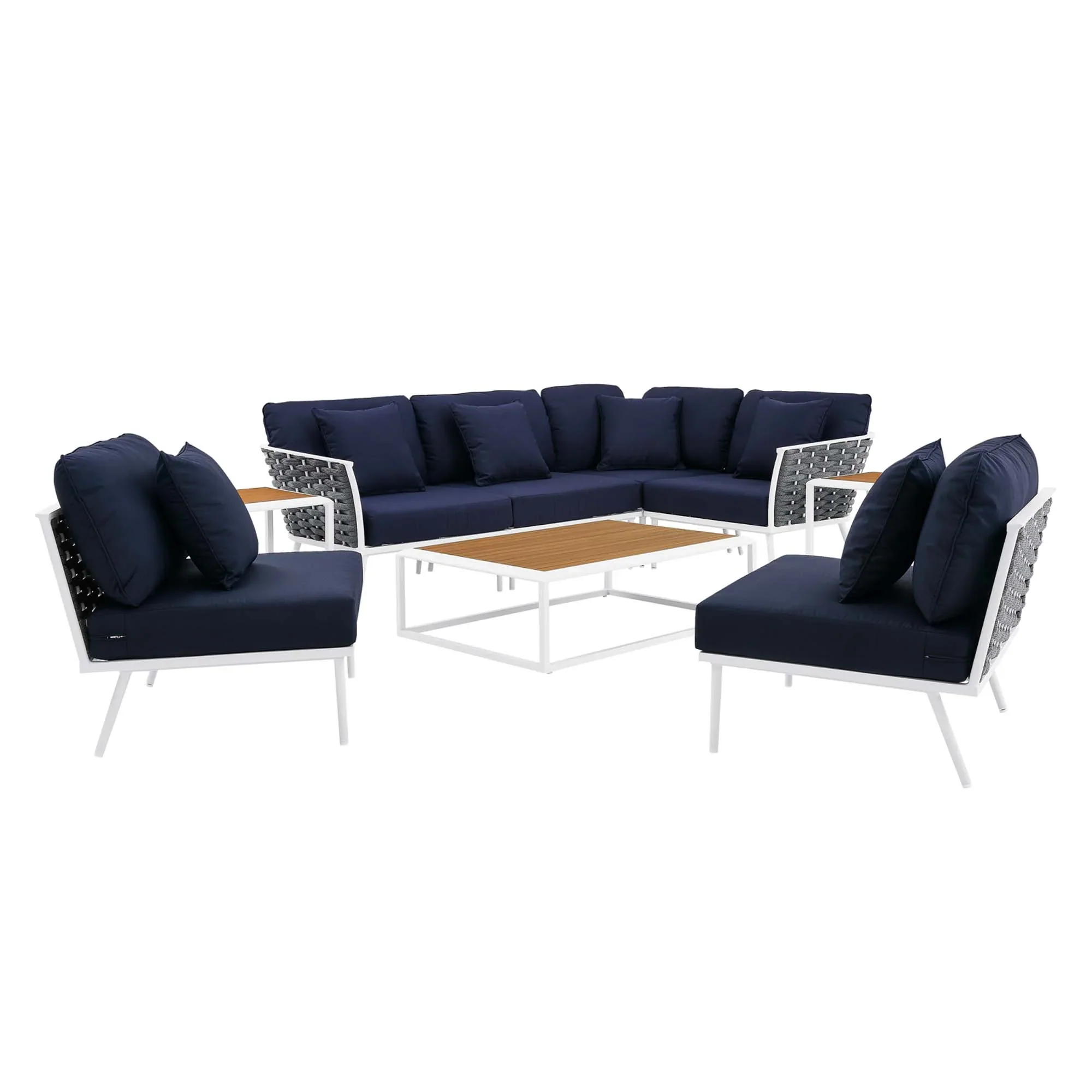 Stance 9 Piece Aluminum Outdoor Patio Aluminum Sectional Sofa Set - Image 24