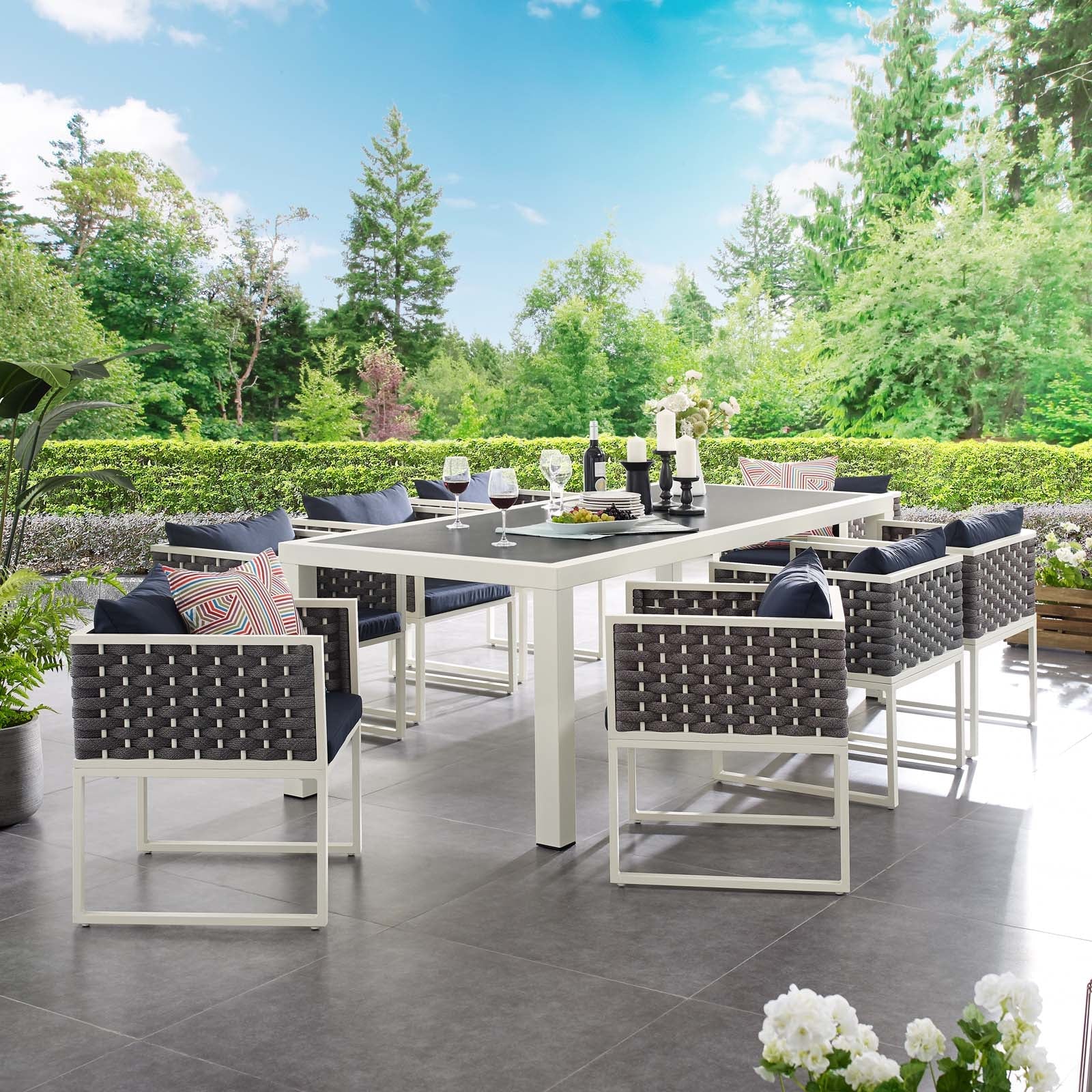 Stance 9 Piece Outdoor Patio Aluminum Dining Set - Image 10